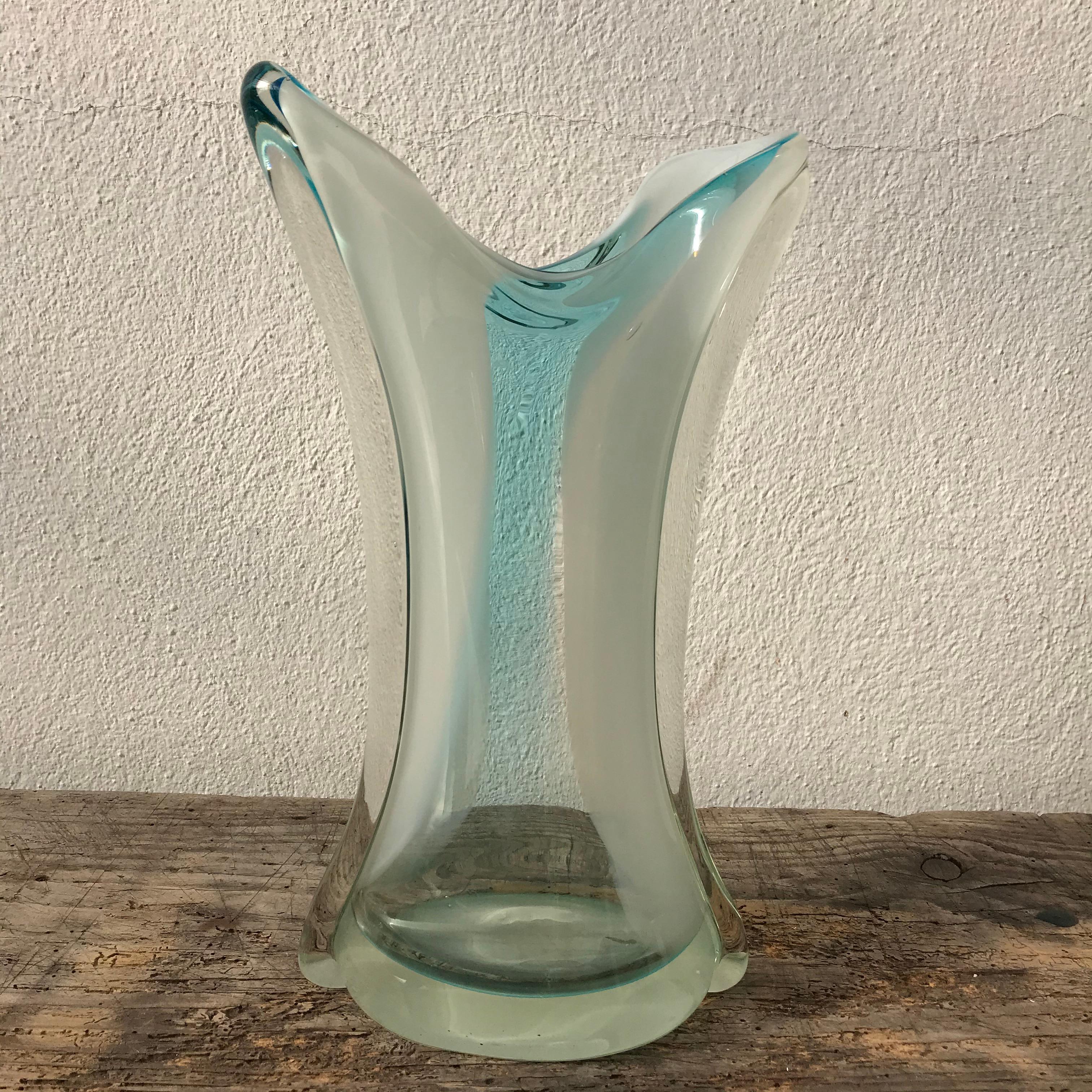 Acrilico Vaso in vetro di Murano, ciano-trasparente in vendita