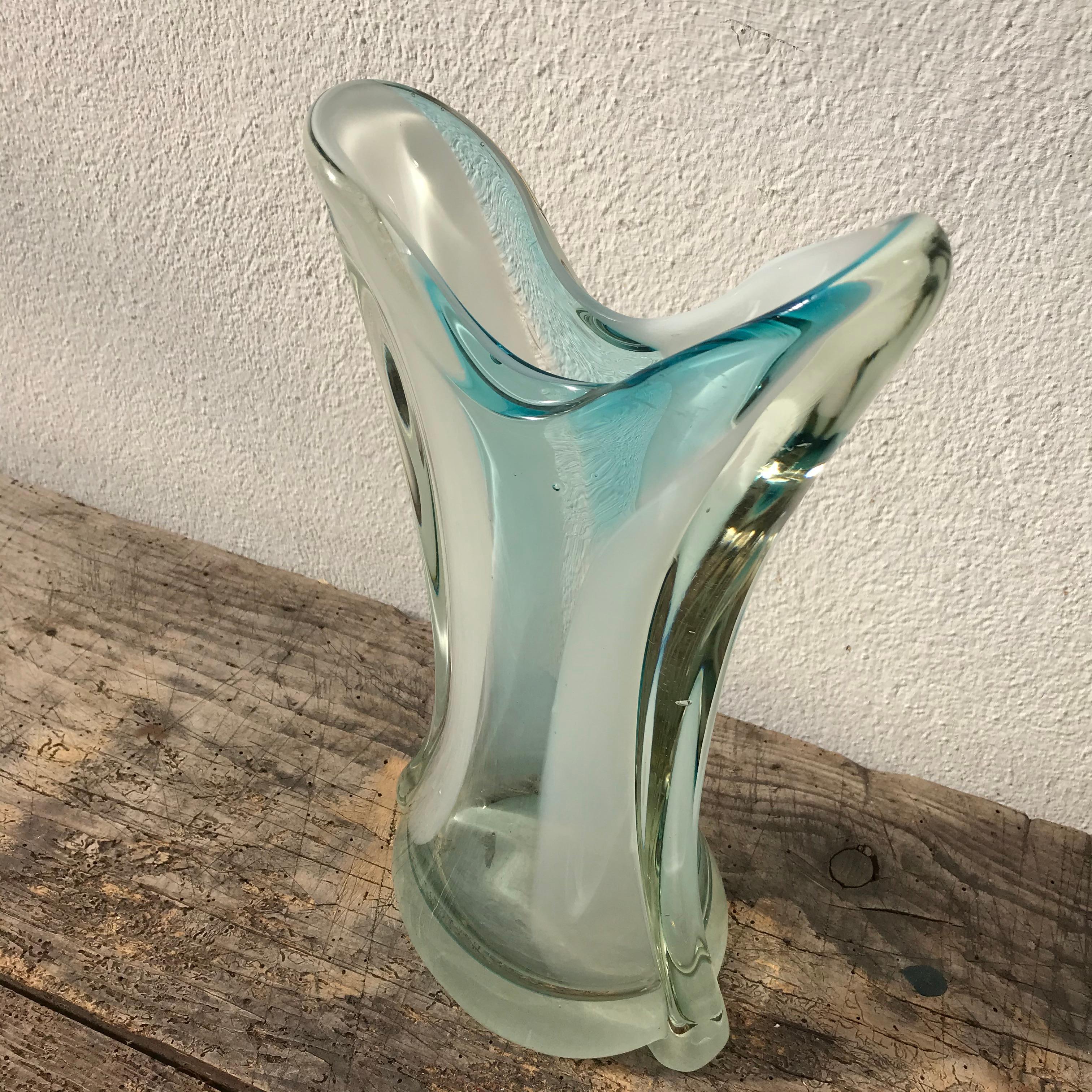 Vaso in vetro di Murano, ciano-trasparente in vendita 2