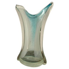 Vaso in vetro di Murano, ciano-trasparente