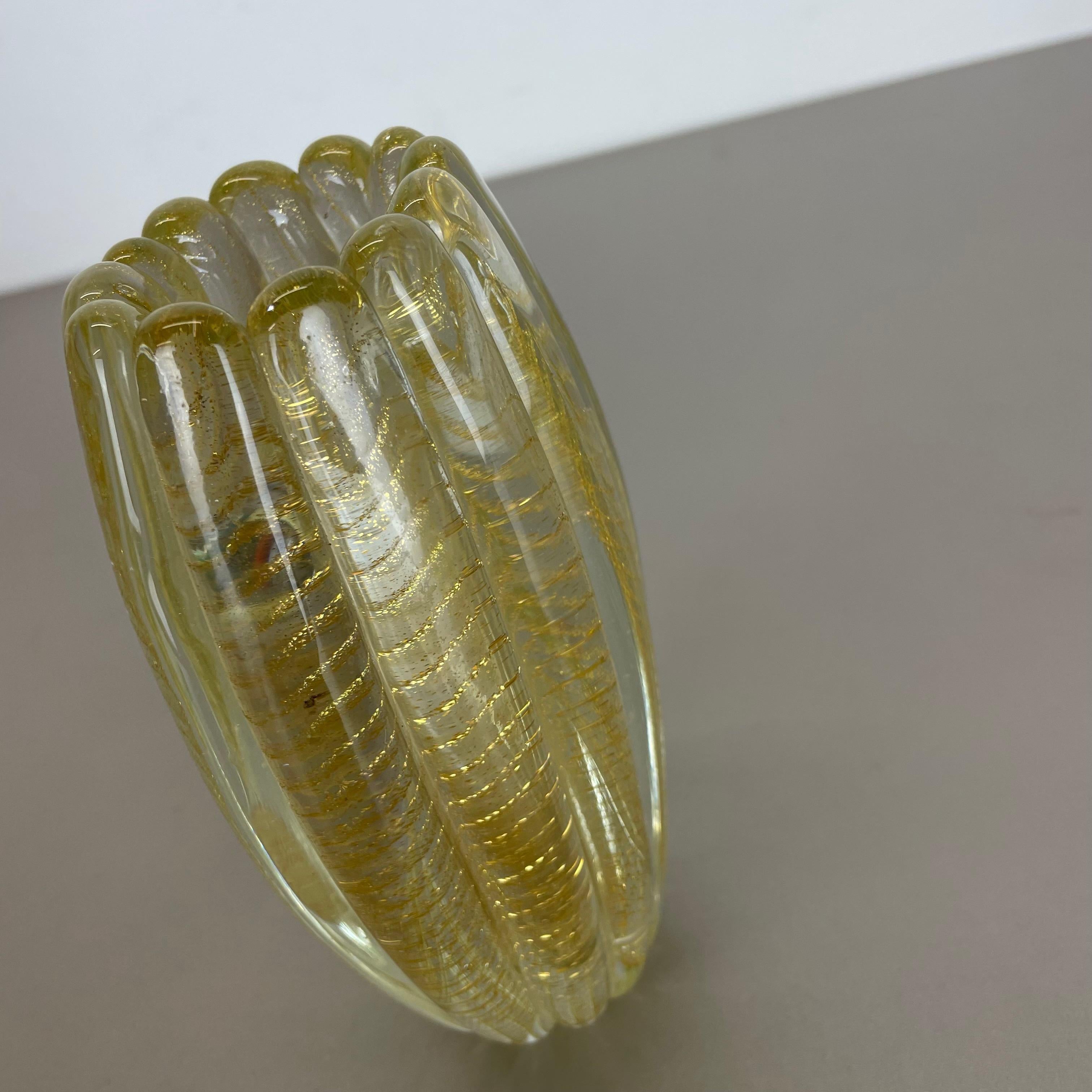 Murano Glass Vase Element Cordonato d'oro by Barovier and Toso, Italy, 1970s For Sale 4