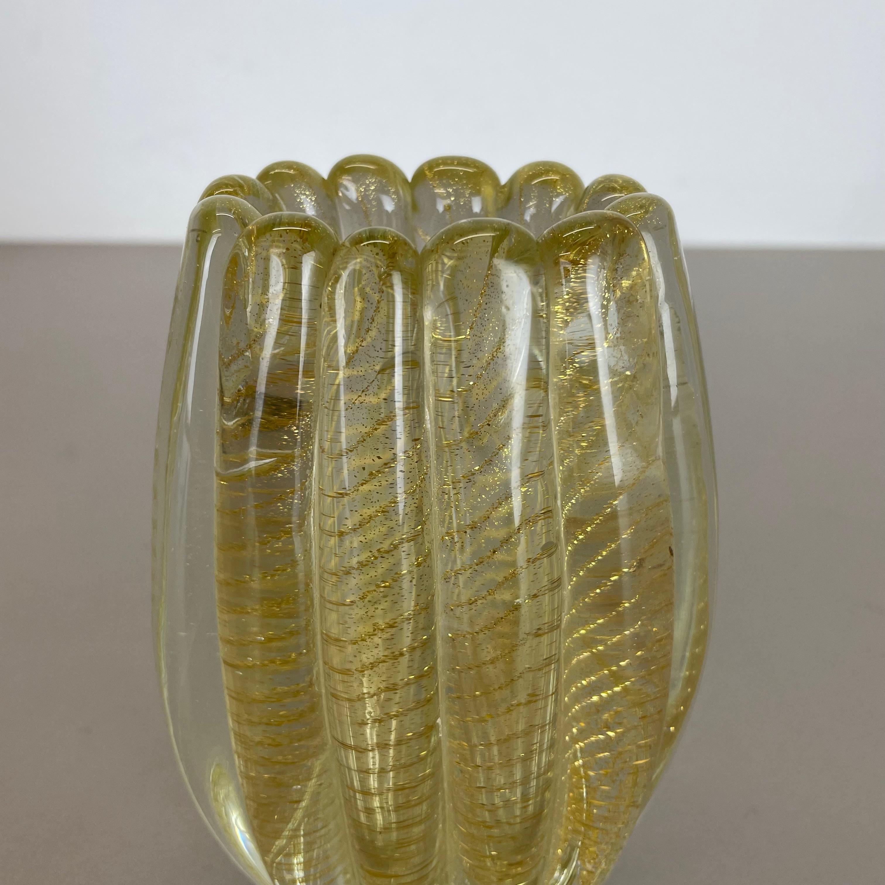 Italian Murano Glass Vase Element Cordonato d'oro by Barovier and Toso, Italy, 1970s For Sale
