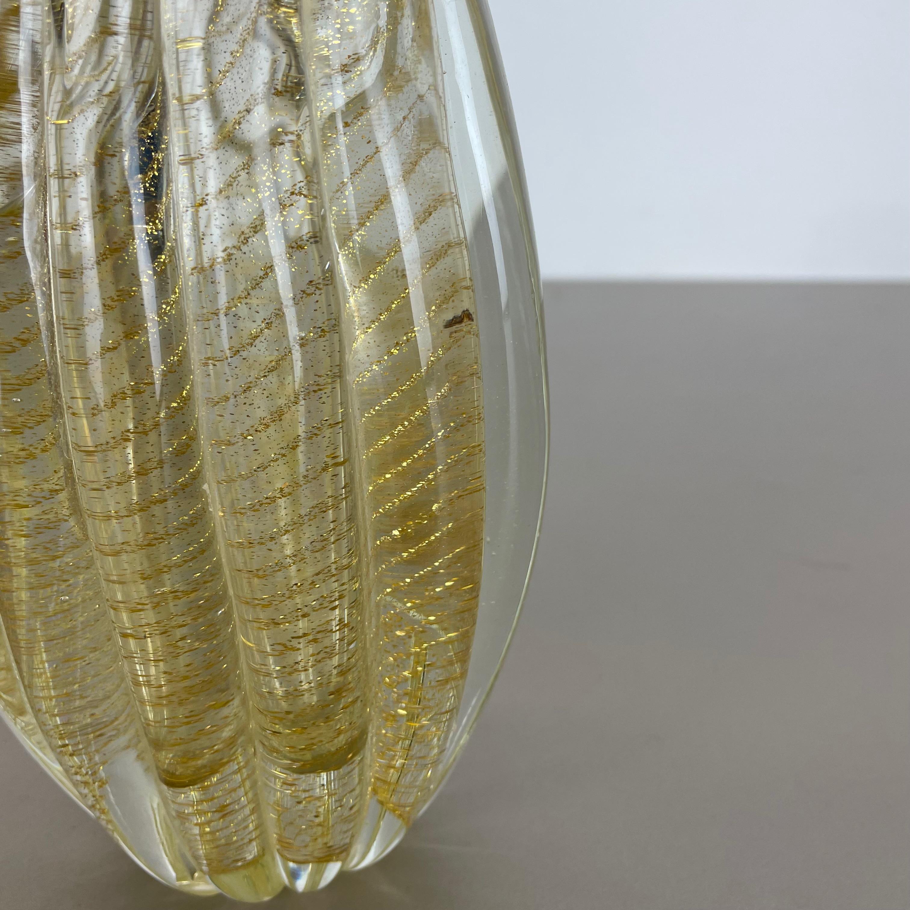 20th Century Murano Glass Vase Element Cordonato d'oro by Barovier and Toso, Italy, 1970s For Sale