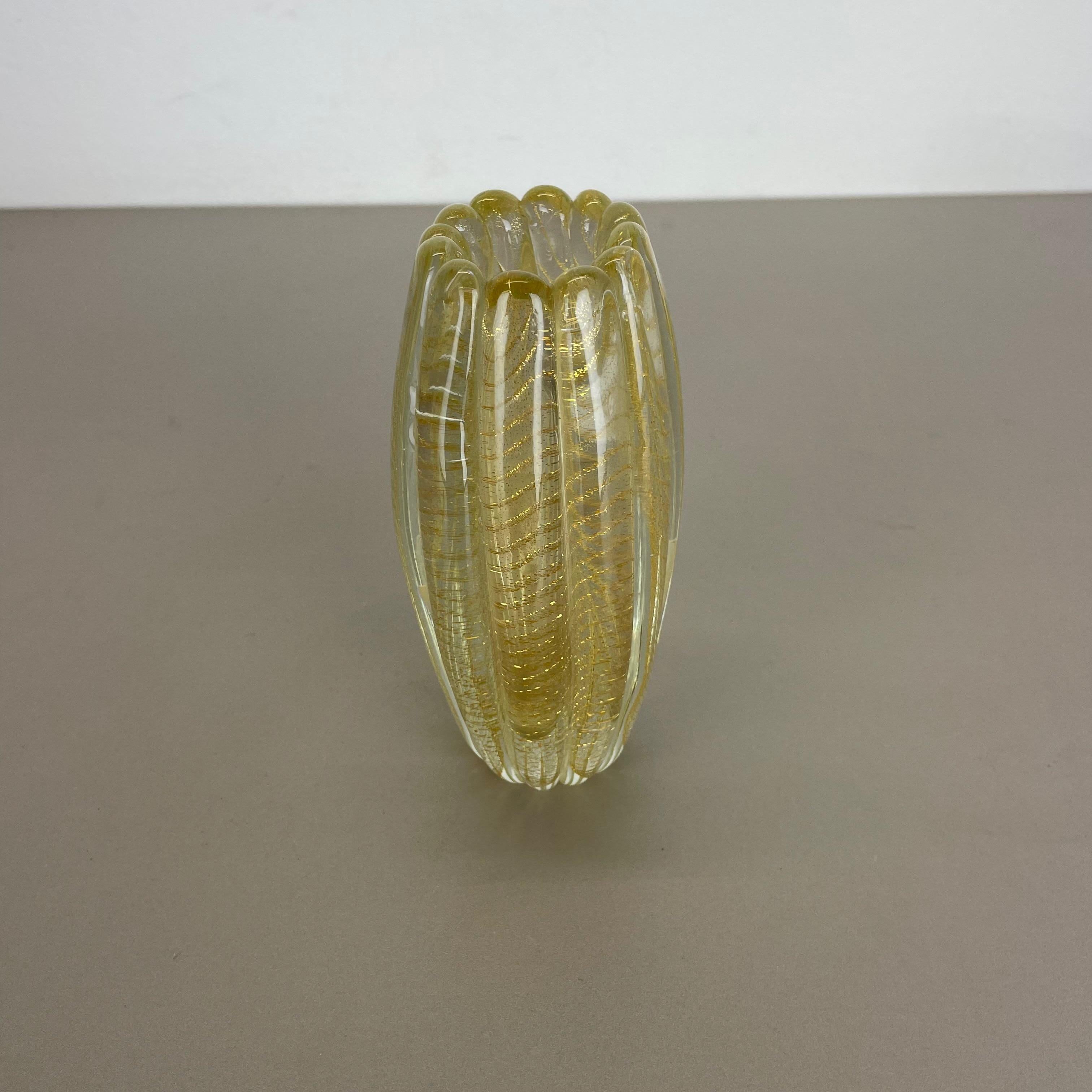 Murano Glass Vase Element Cordonato d'oro by Barovier and Toso, Italy, 1970s For Sale 1