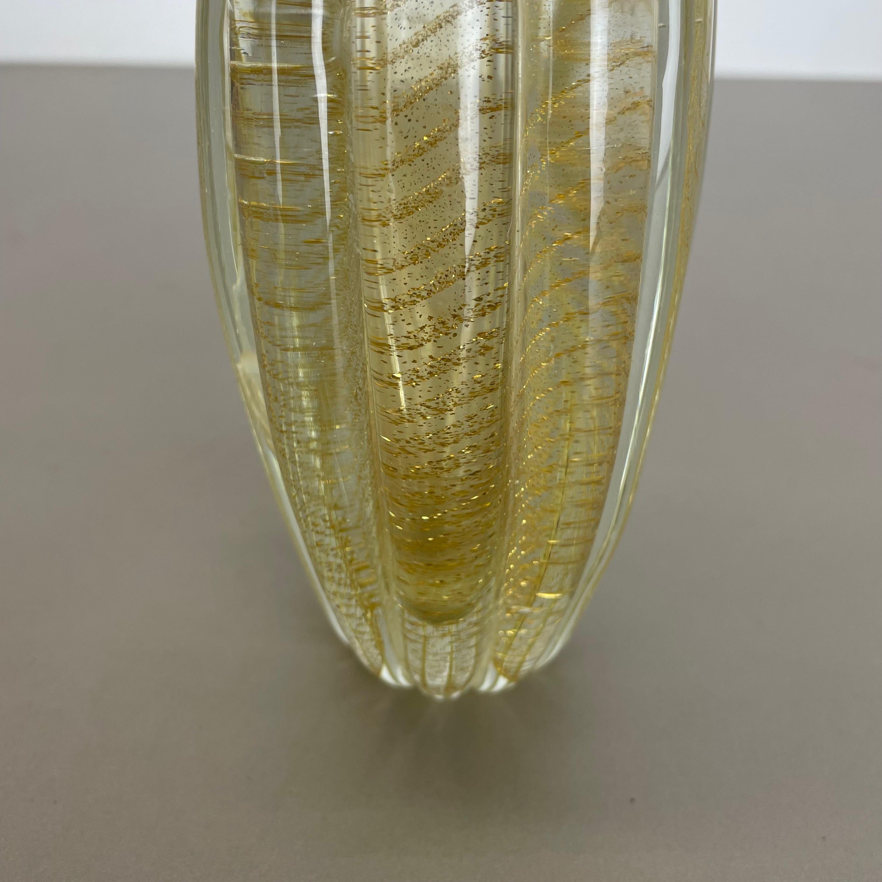 Murano Glass Vase Element Cordonato d'oro by Barovier and Toso, Italy, 1970s For Sale 3