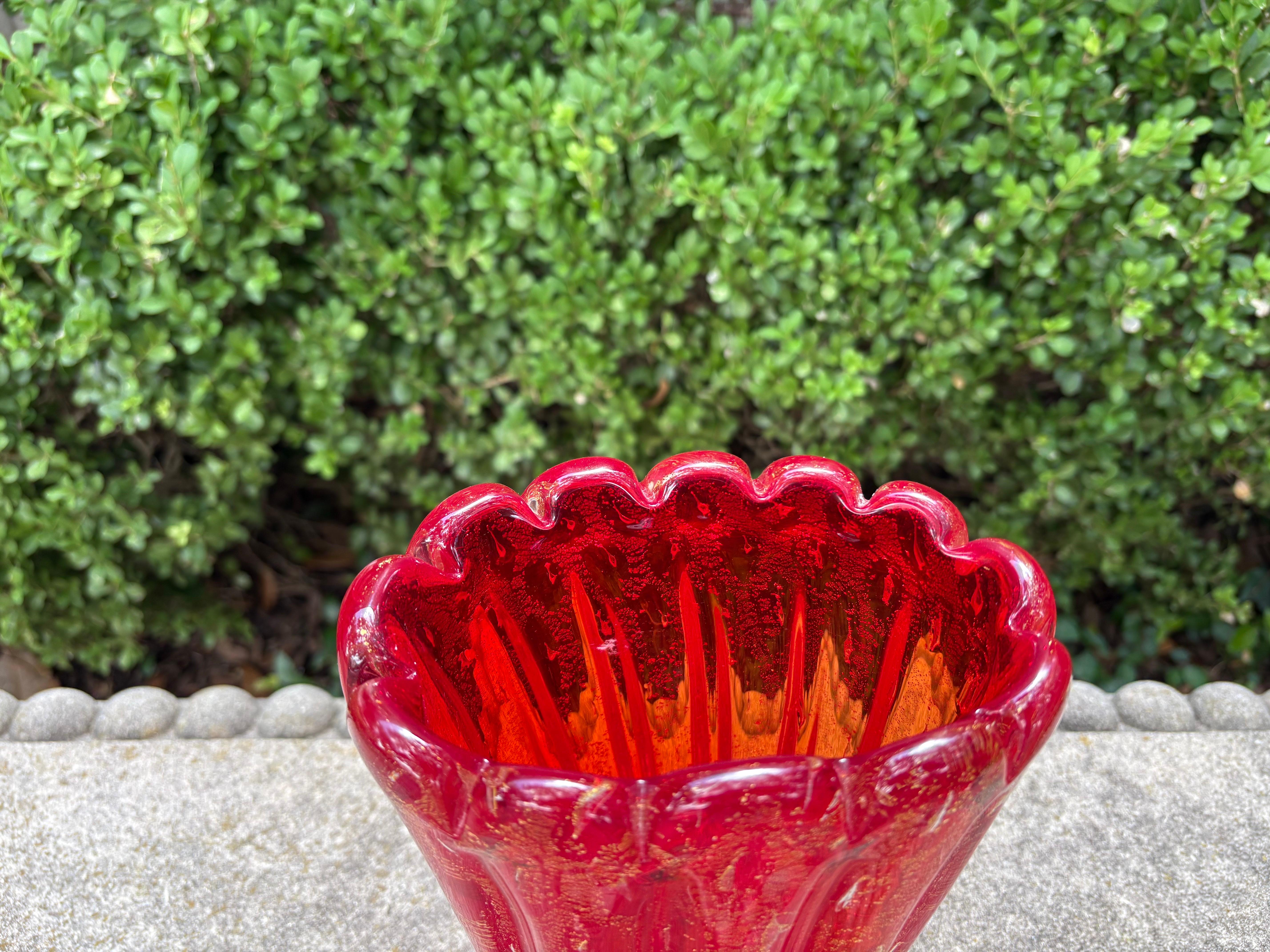 Blown Glass Murano Glass Vase For Sale