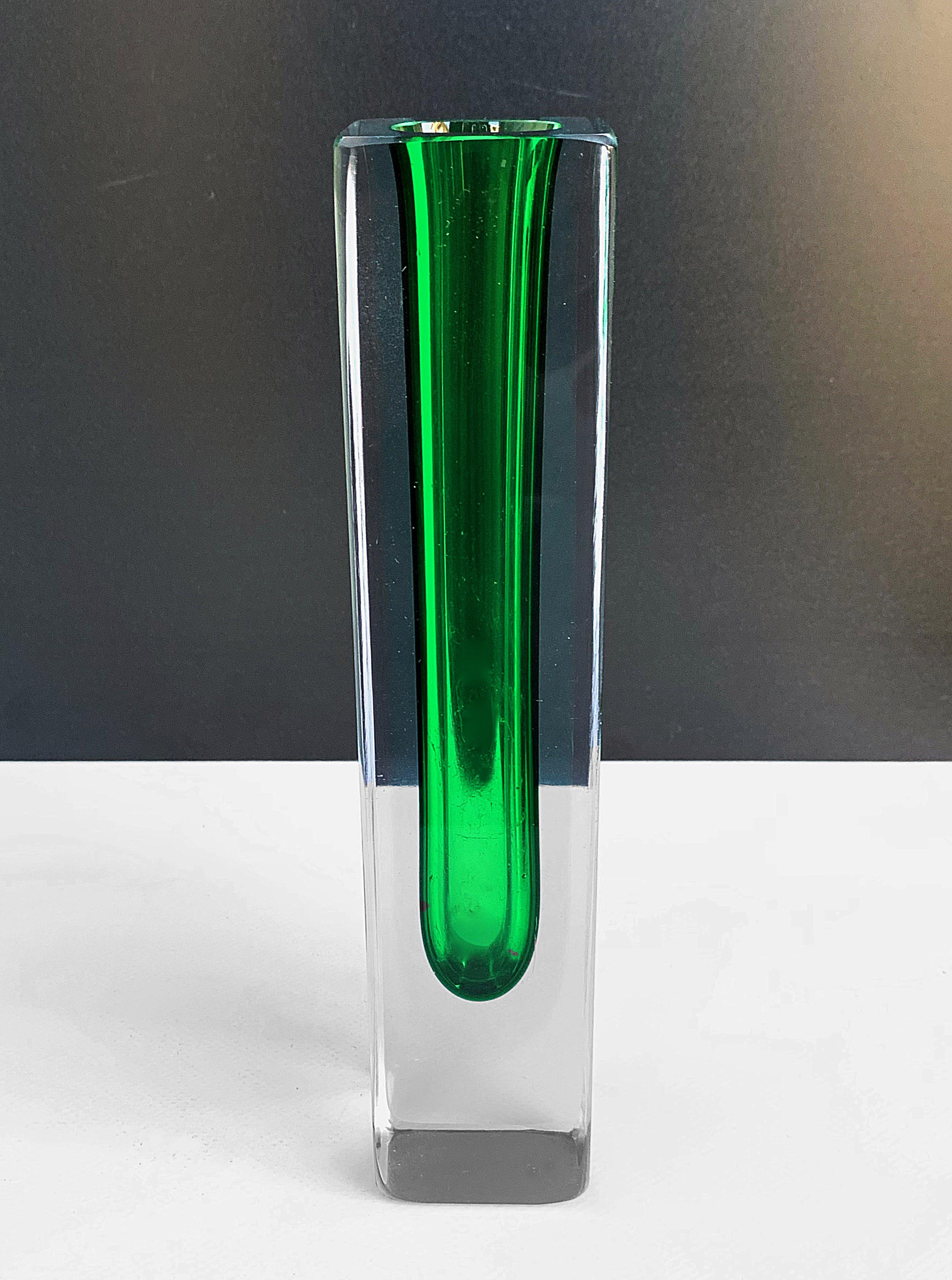 Italian Murano Glass, Vase green by Flavio Poli for Seguso, Italy, circa 1960
