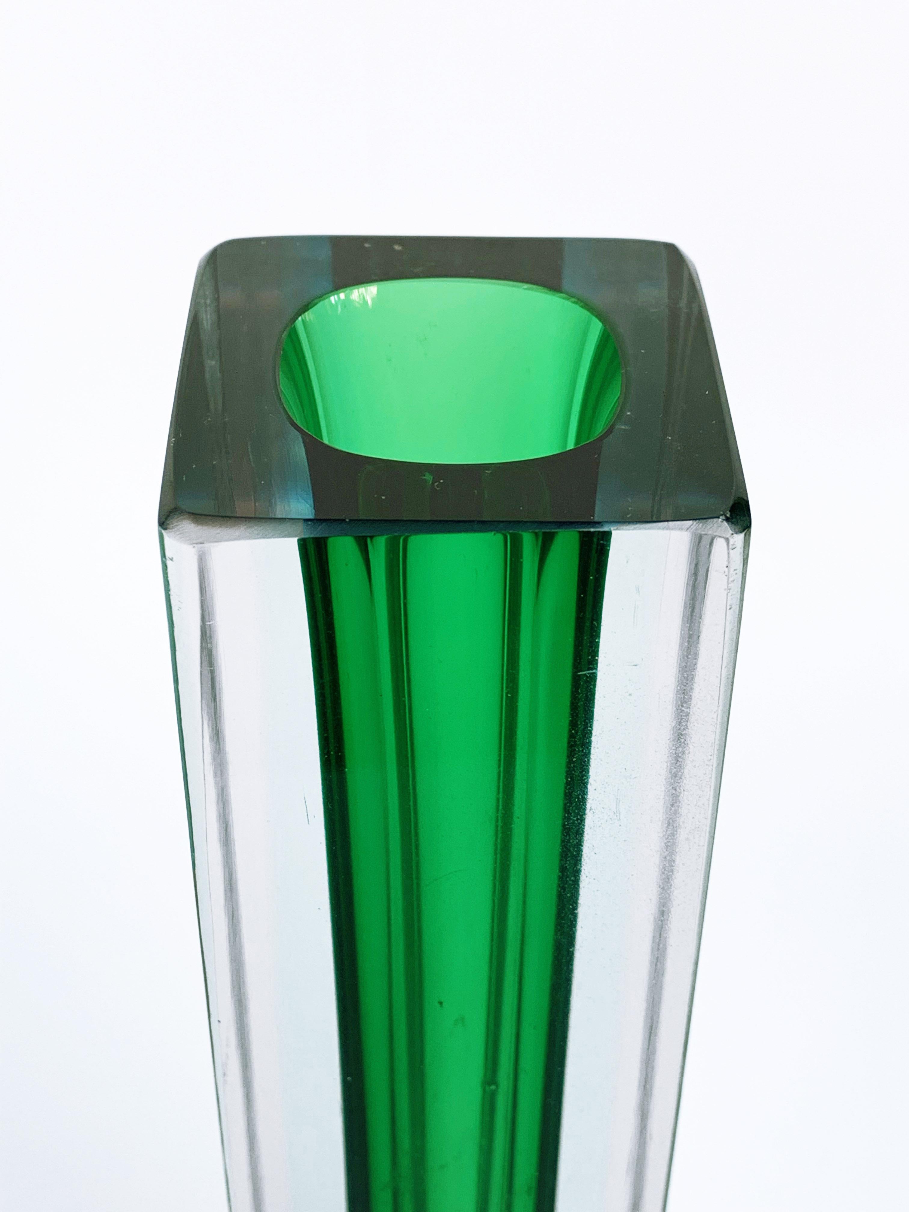 Muranoglas:: Vase grün von Flavio Poli für Seguso:: Italien:: um 1960 (Glas)