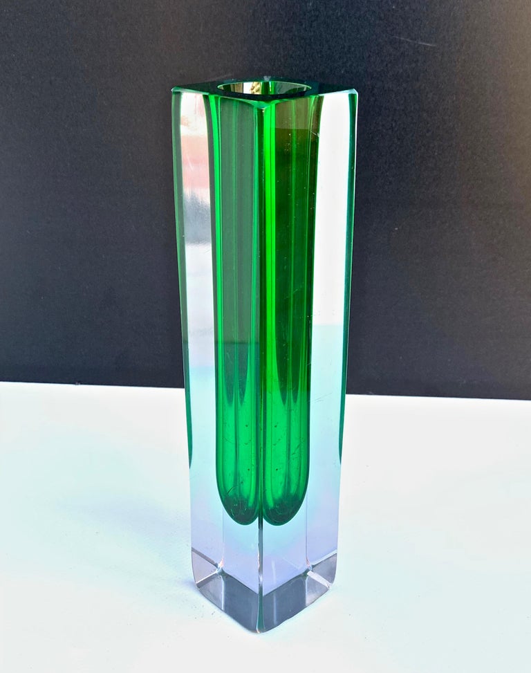 Murano Glass, Vase green by Flavio Poli for Seguso, Italy, circa 1960