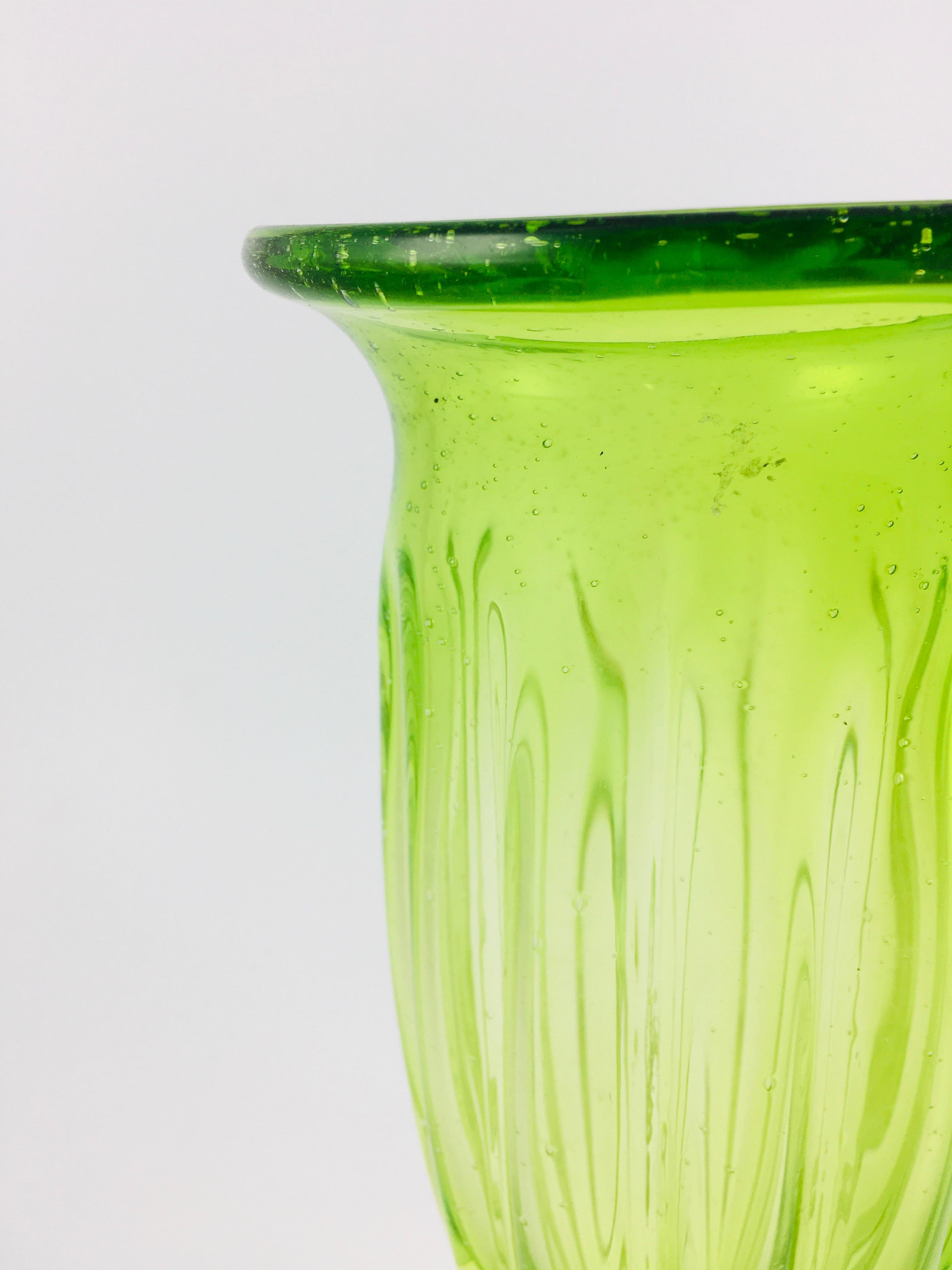 Mid-Century Modern Late 20th Century Murano Glass Green Table Vase 1970's For Sale