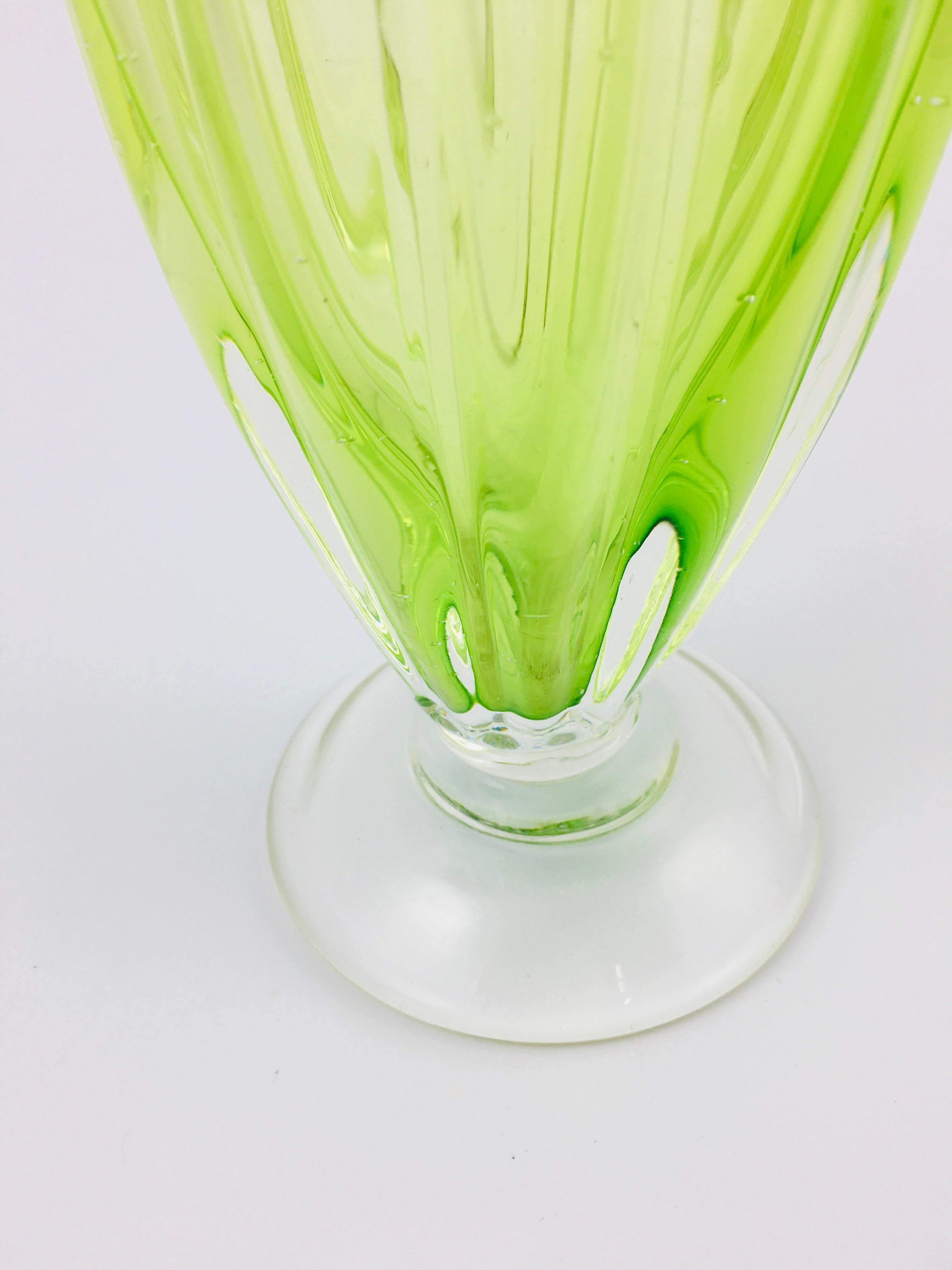Italian Late 20th Century Murano Glass Green Table Vase 1970's For Sale