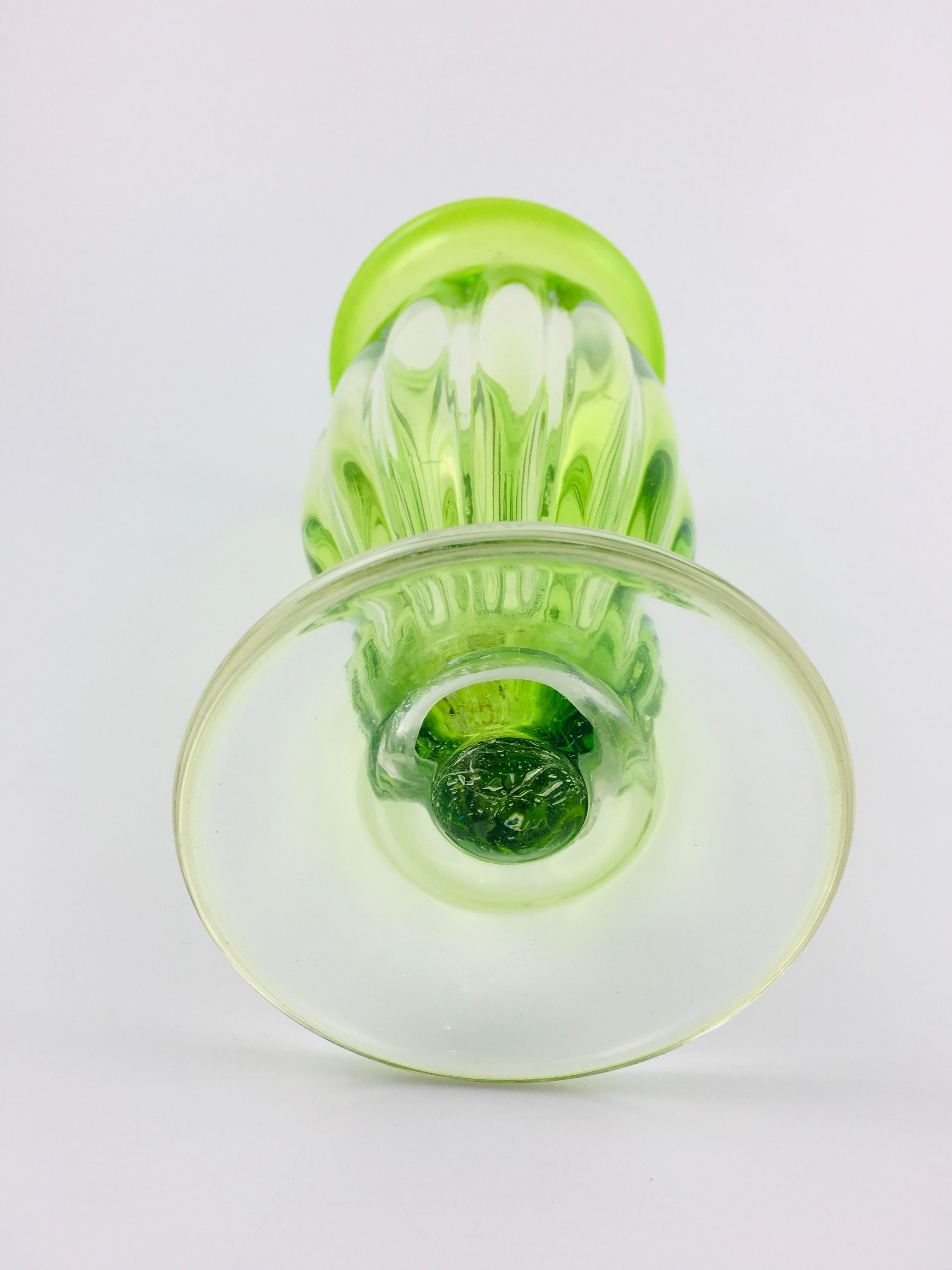 Late 20th Century Murano Glass Green Table Vase 1970's In Good Condition For Sale In Budapest, HU