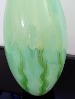 Murano Glass Vase, Green Bottle Form, Mid-Century Modern, Italy, 1970s