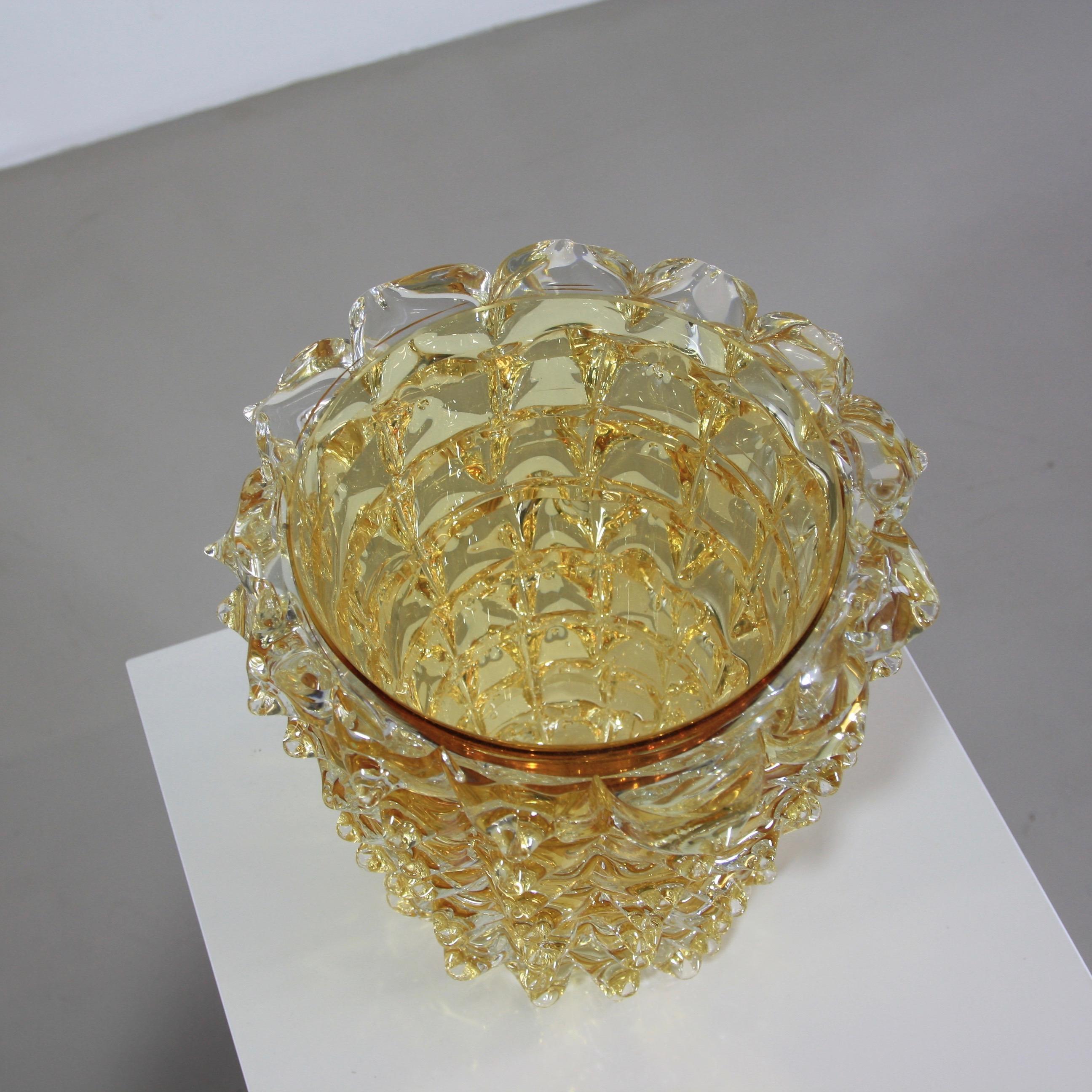 Modern Murano Glass Vase, Italy 'Yellow Spikes'