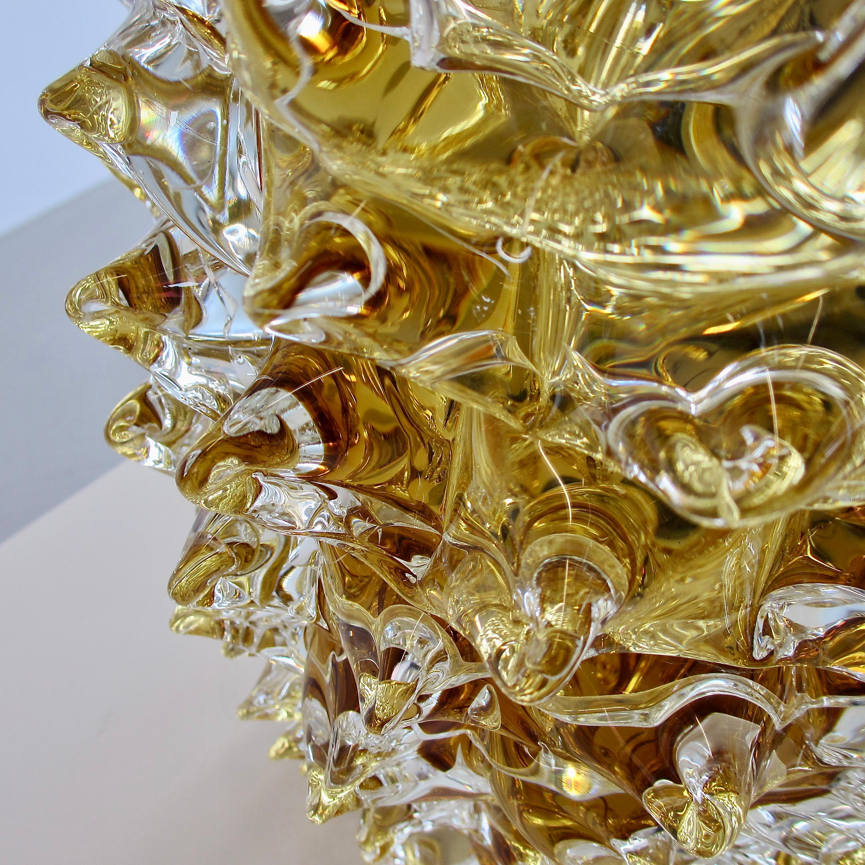 Modern Murano Glass Vase, Italy ' Yellow Spikes'