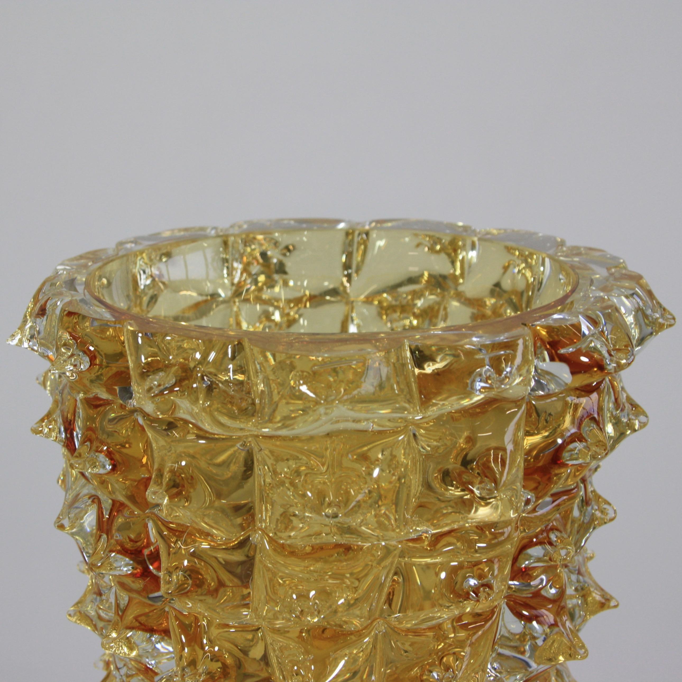 Italian Murano Glass Vase, Italy 'Yellow Spikes'