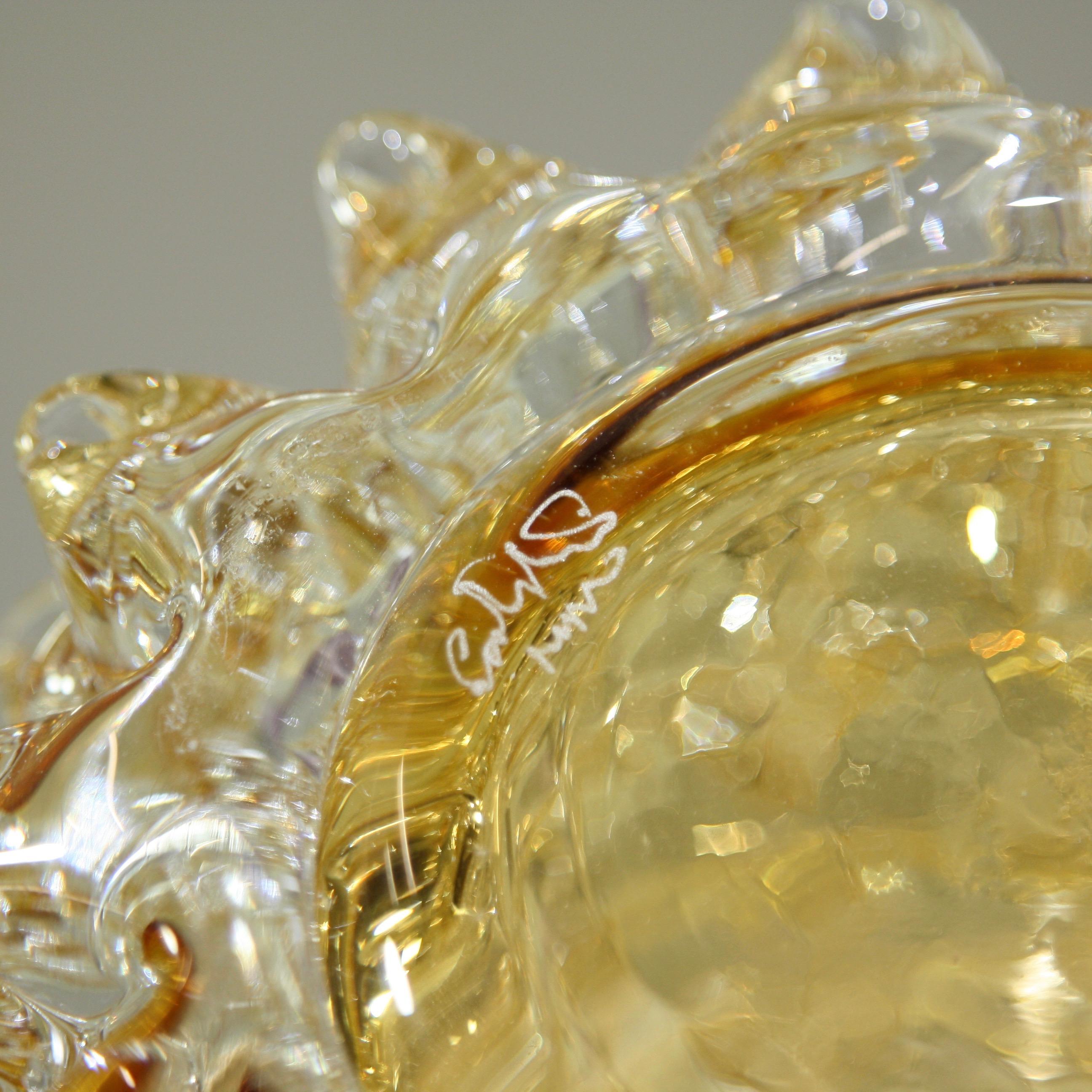 Contemporary Murano Glass Vase, Italy 'Yellow Spikes'