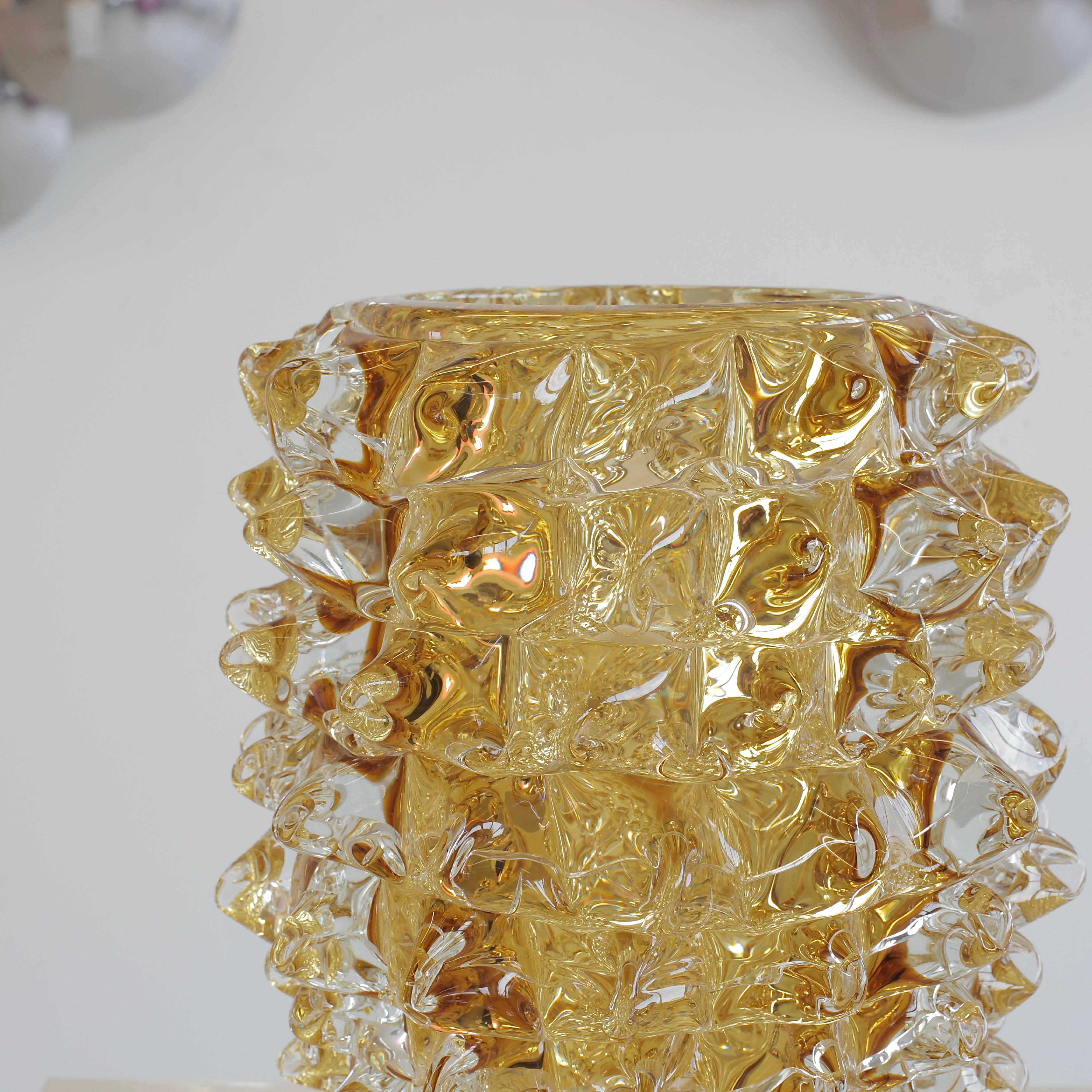 Contemporary Murano Glass Vase, Italy ' Yellow Spikes'