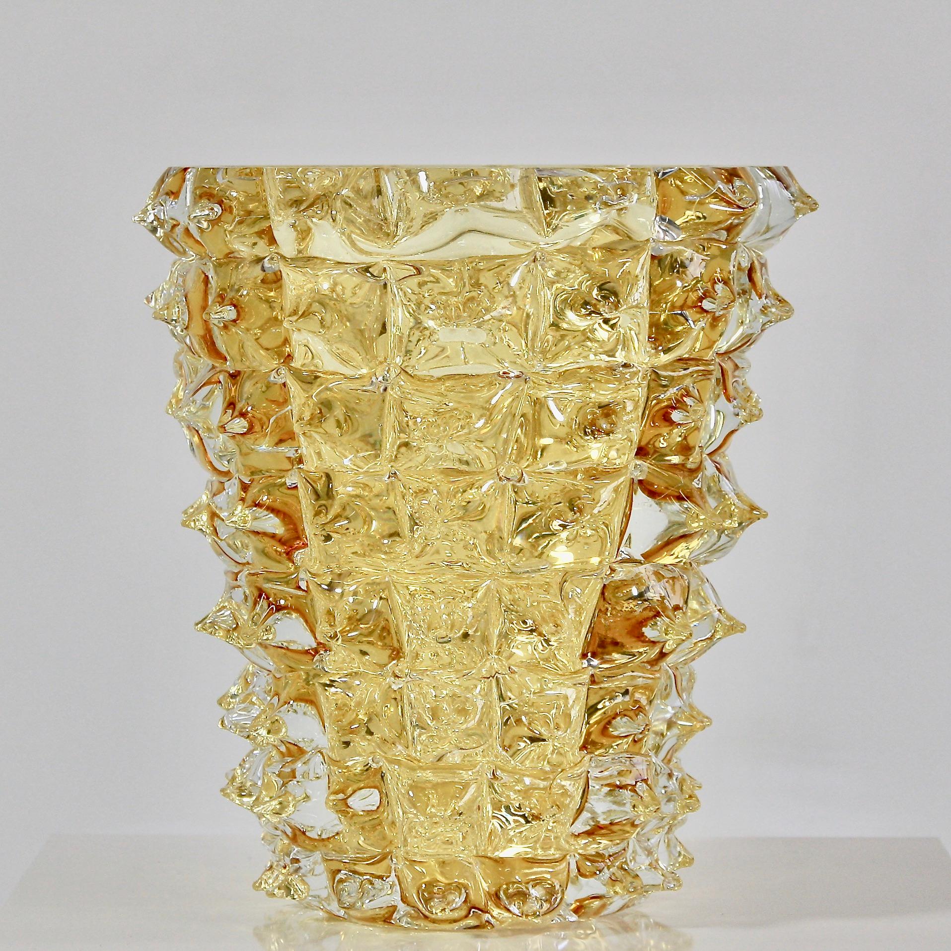 Murano Glass Vase, Italy 'Yellow Spikes' 1