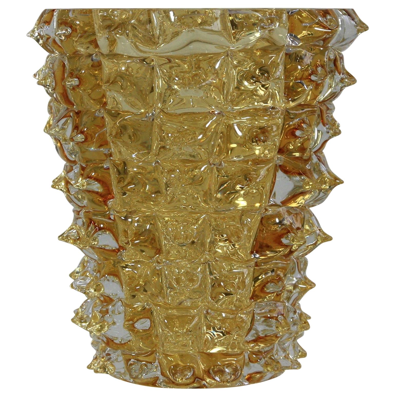 Murano Glass Vase, Italy 'Yellow Spikes'