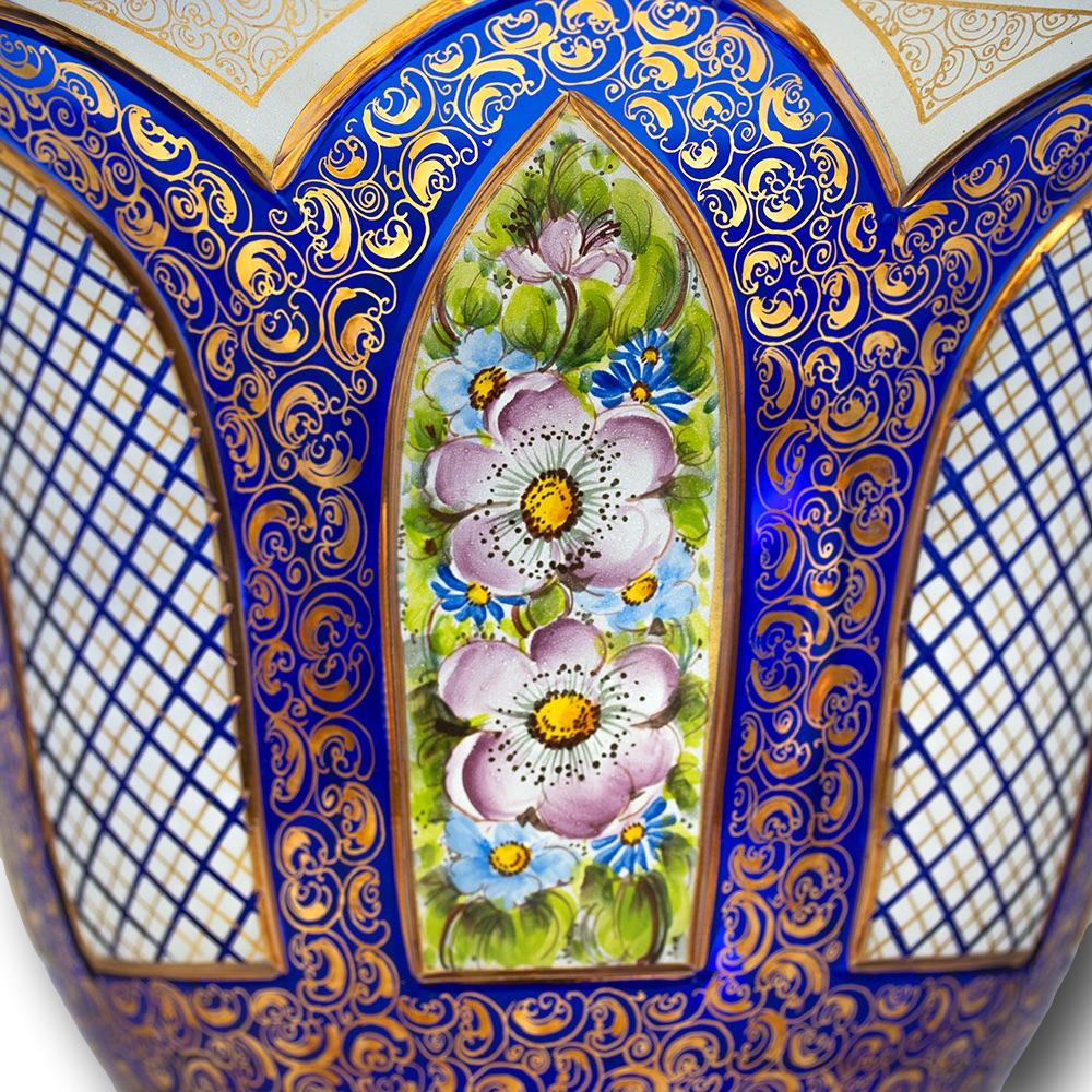 Hand-Painted Murano Glass Vase Jardinière, 20th Century