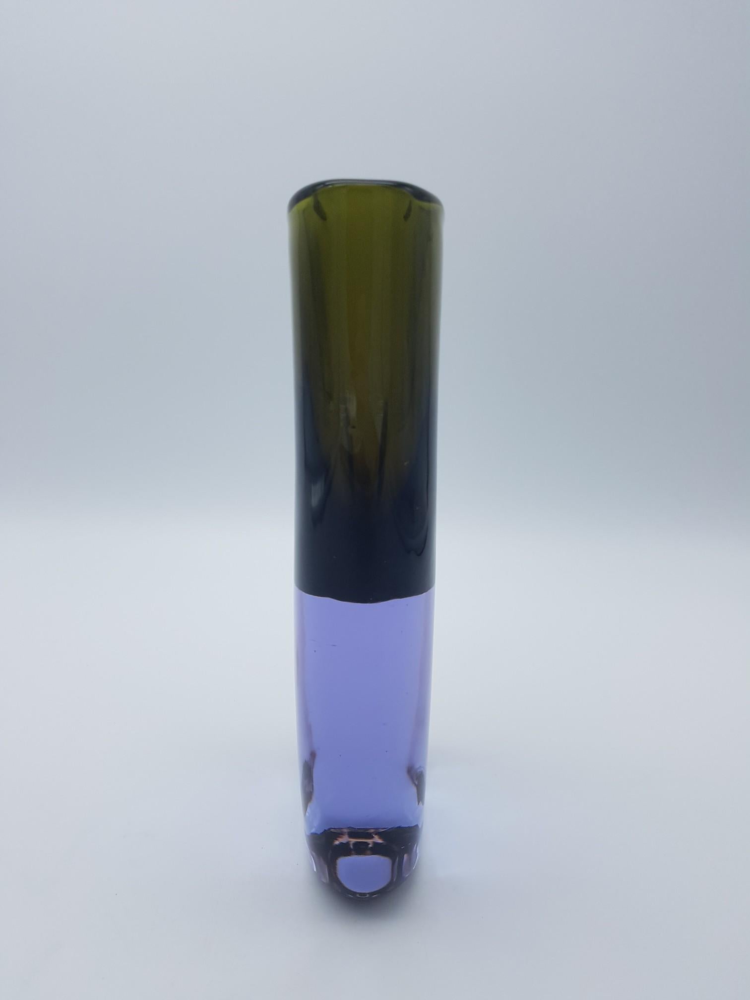 Mid-20th Century Murano Glass Vase, Lavander and Green by Cenedese Gino, Designer Antonio da Ros  For Sale