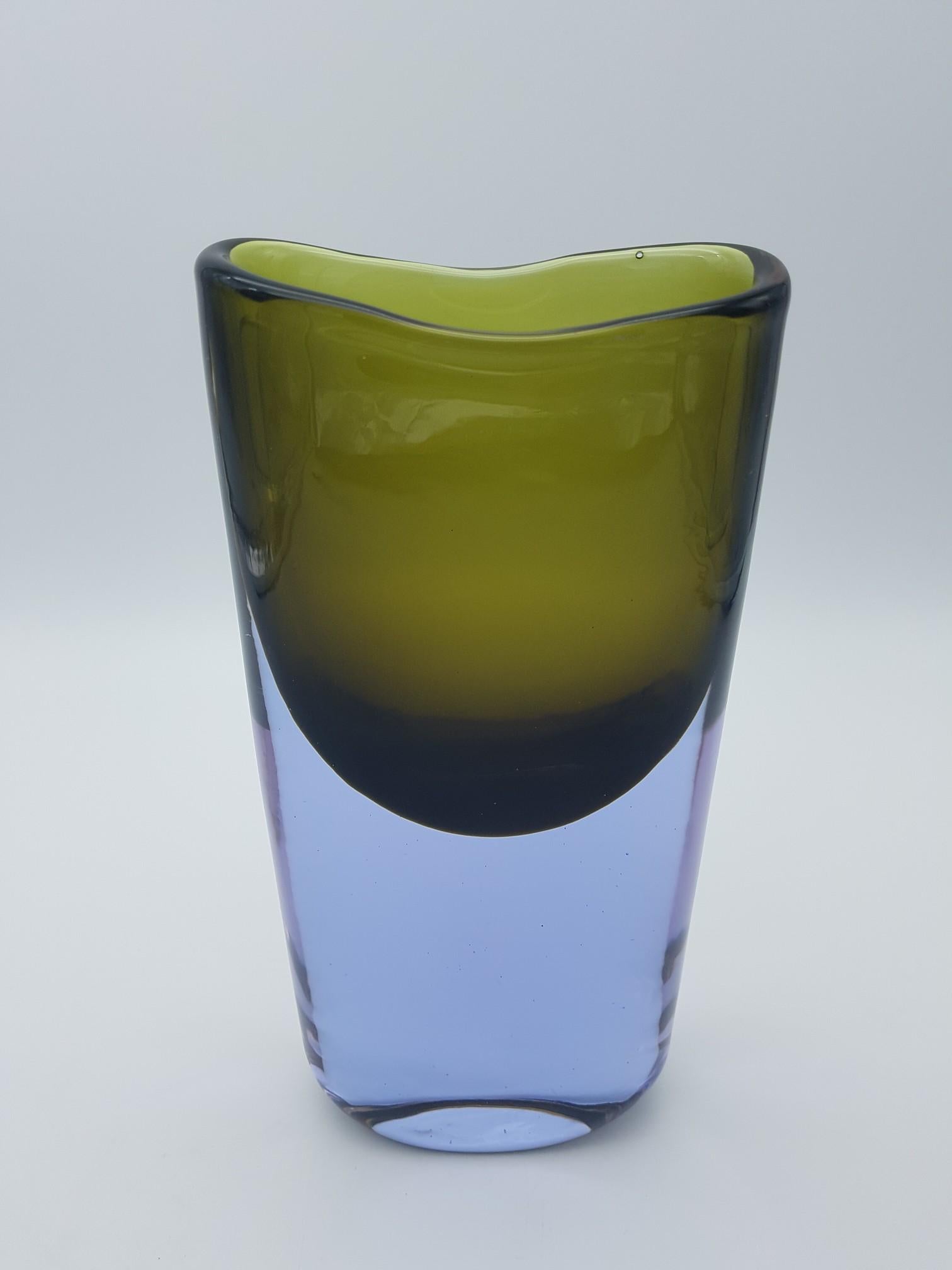 Murano Glass Vase, Lavander and Green by Cenedese Gino, Designer Antonio da Ros  For Sale 3