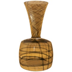 Murano Glass Vase, Made in Italy Recent Production, Black Strips