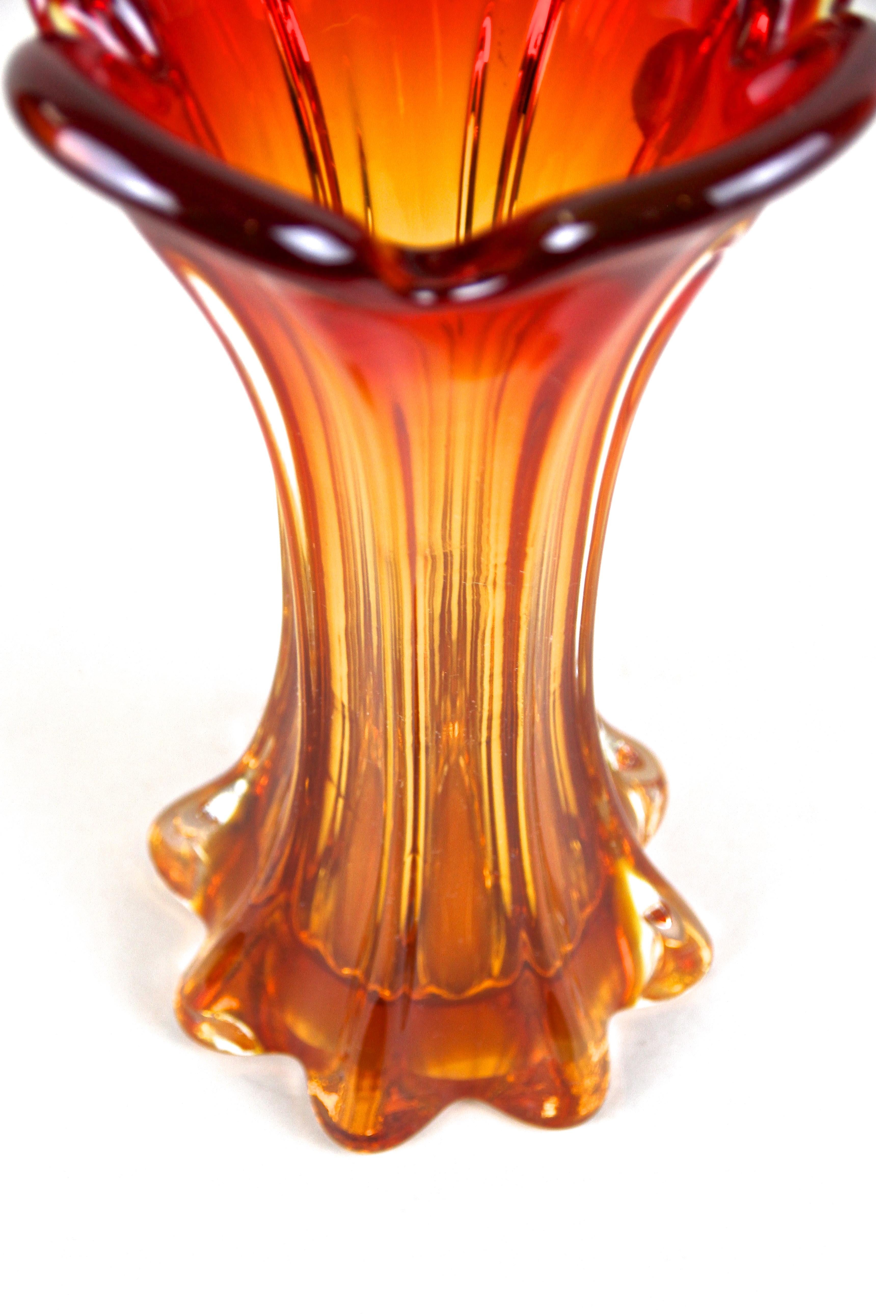 1960 orange glass vase