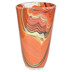 An unique Murano Art glass vase, multi color orange yellow black by Alberto Dona