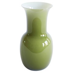 Murano Glass Vase Olive Green Medium Size by Aureliano Toso, Italy 2000