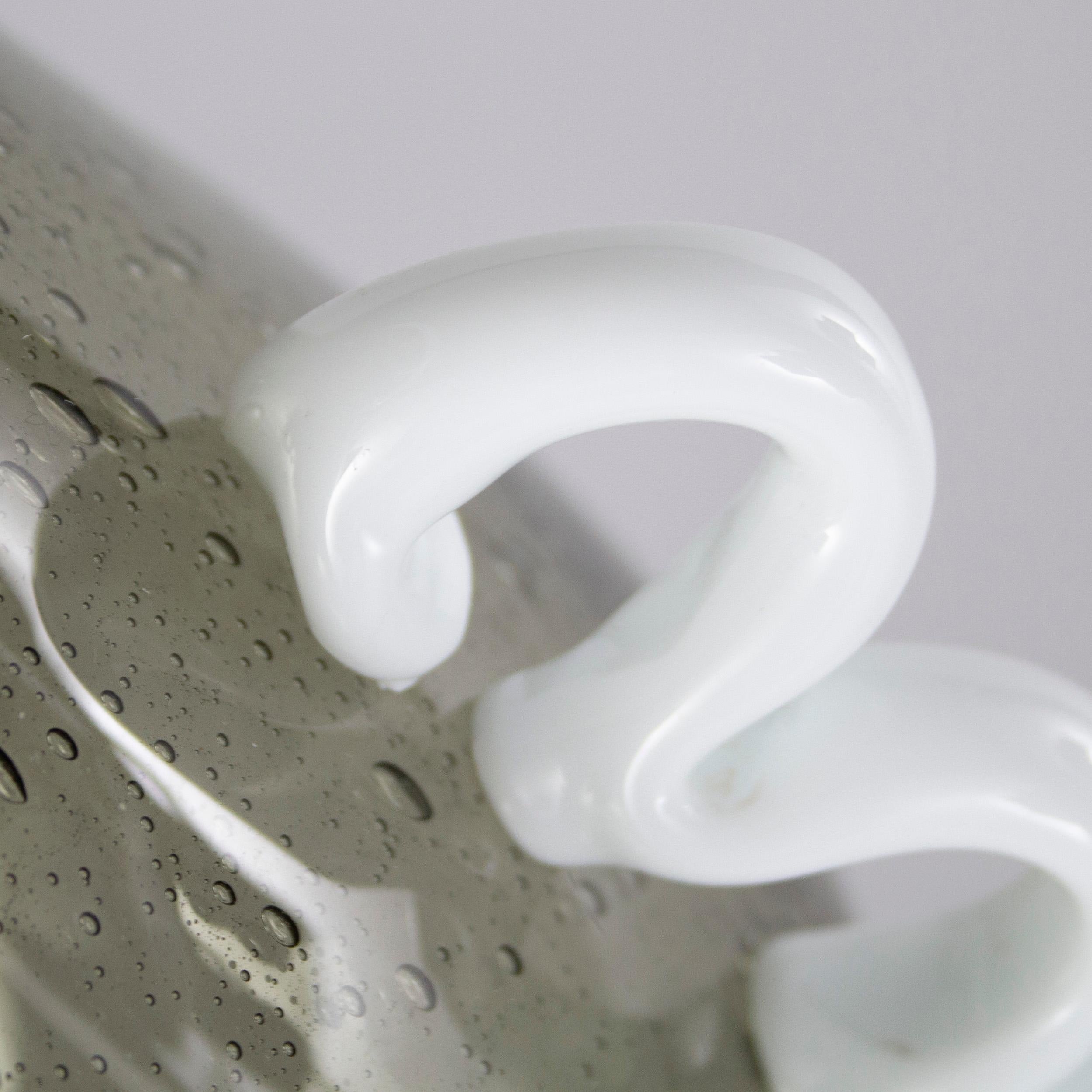Murano Glass Vase Pulegoso Grey Milk Glass in the style of Martinuzzi for Venini For Sale 3