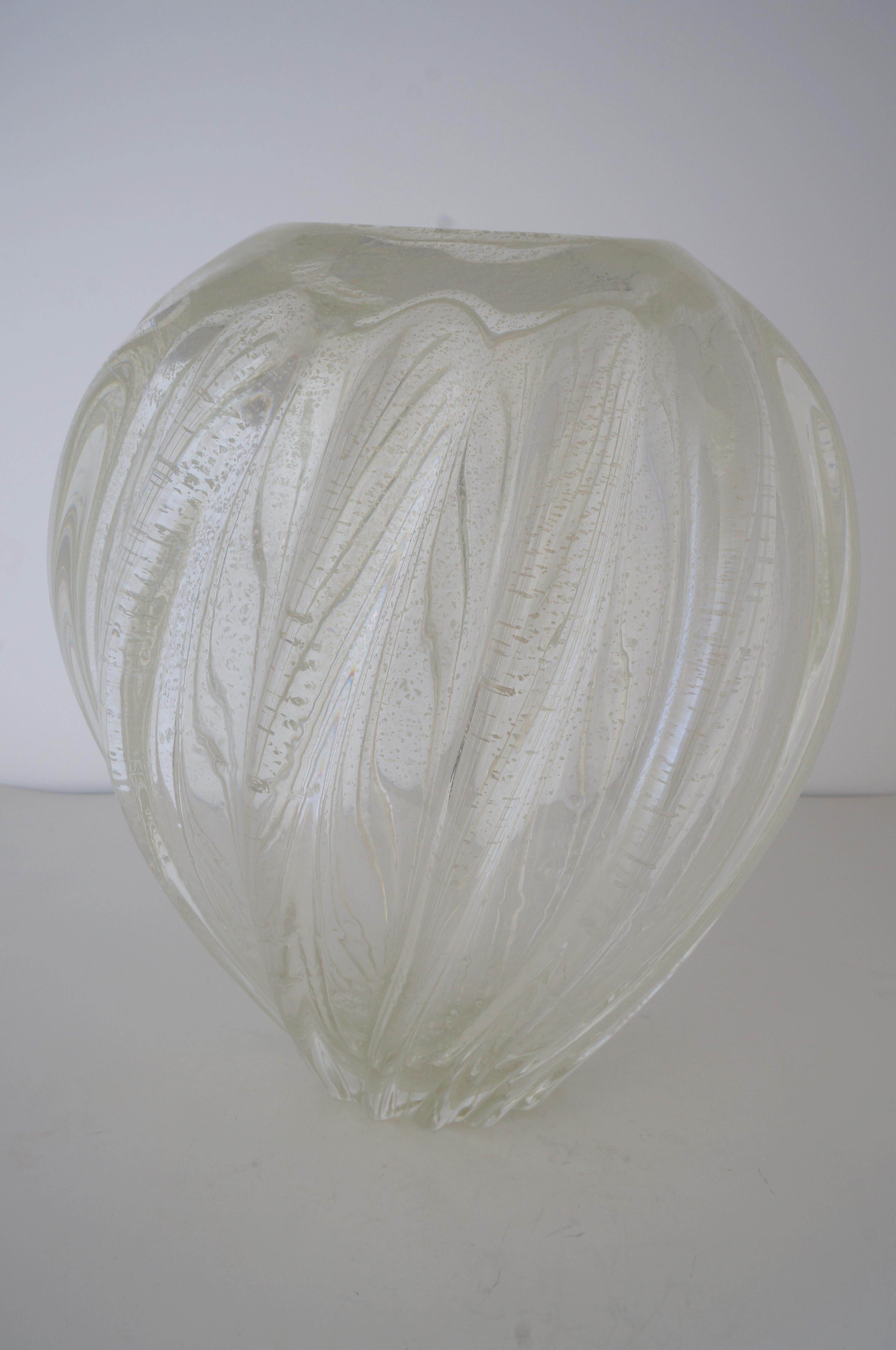 Hand-Crafted Murano Glass Vase Seguso Style