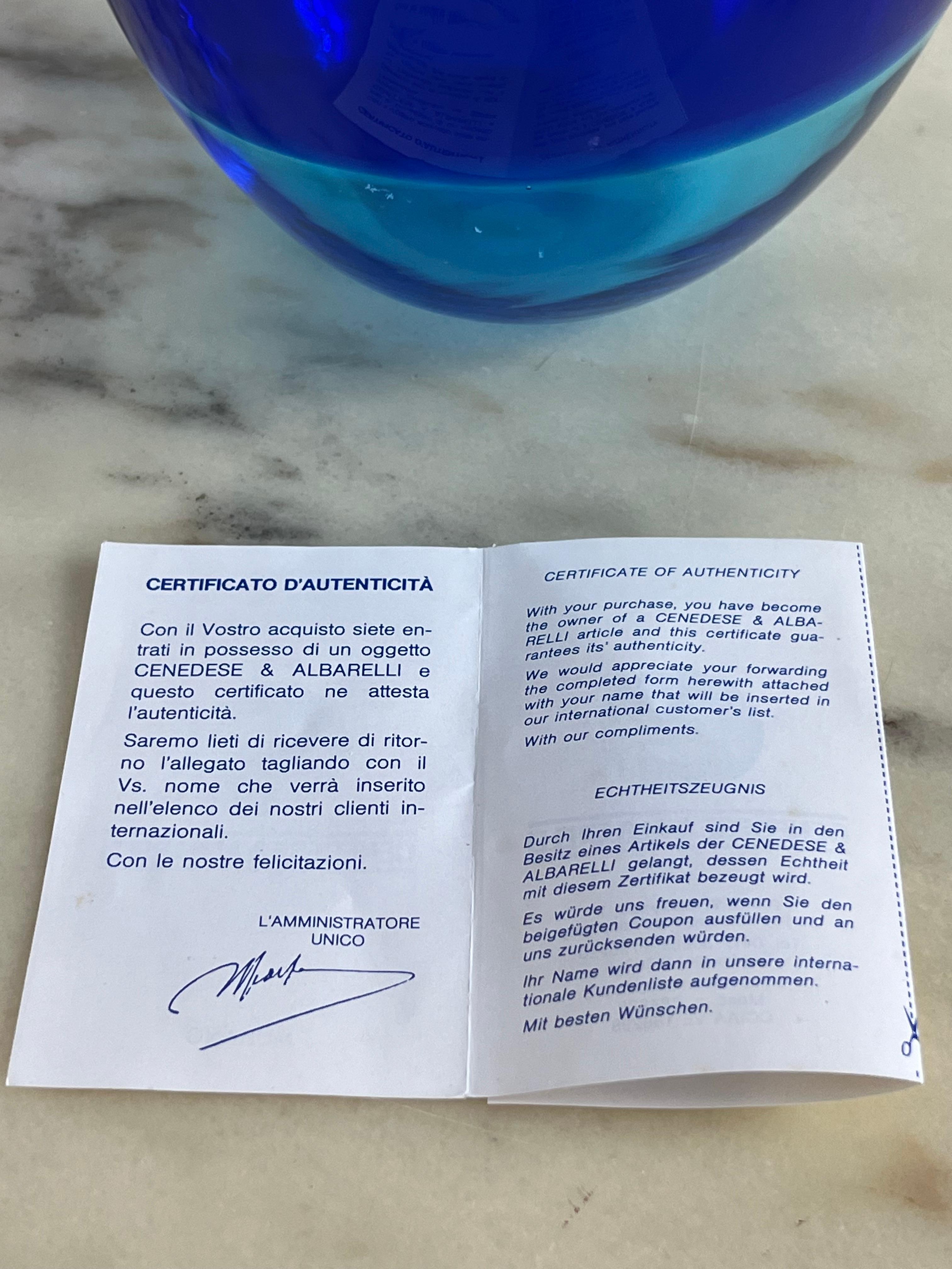 Murano Glass Vase Signed Cenedese & Albarelli, 1970s For Sale 5
