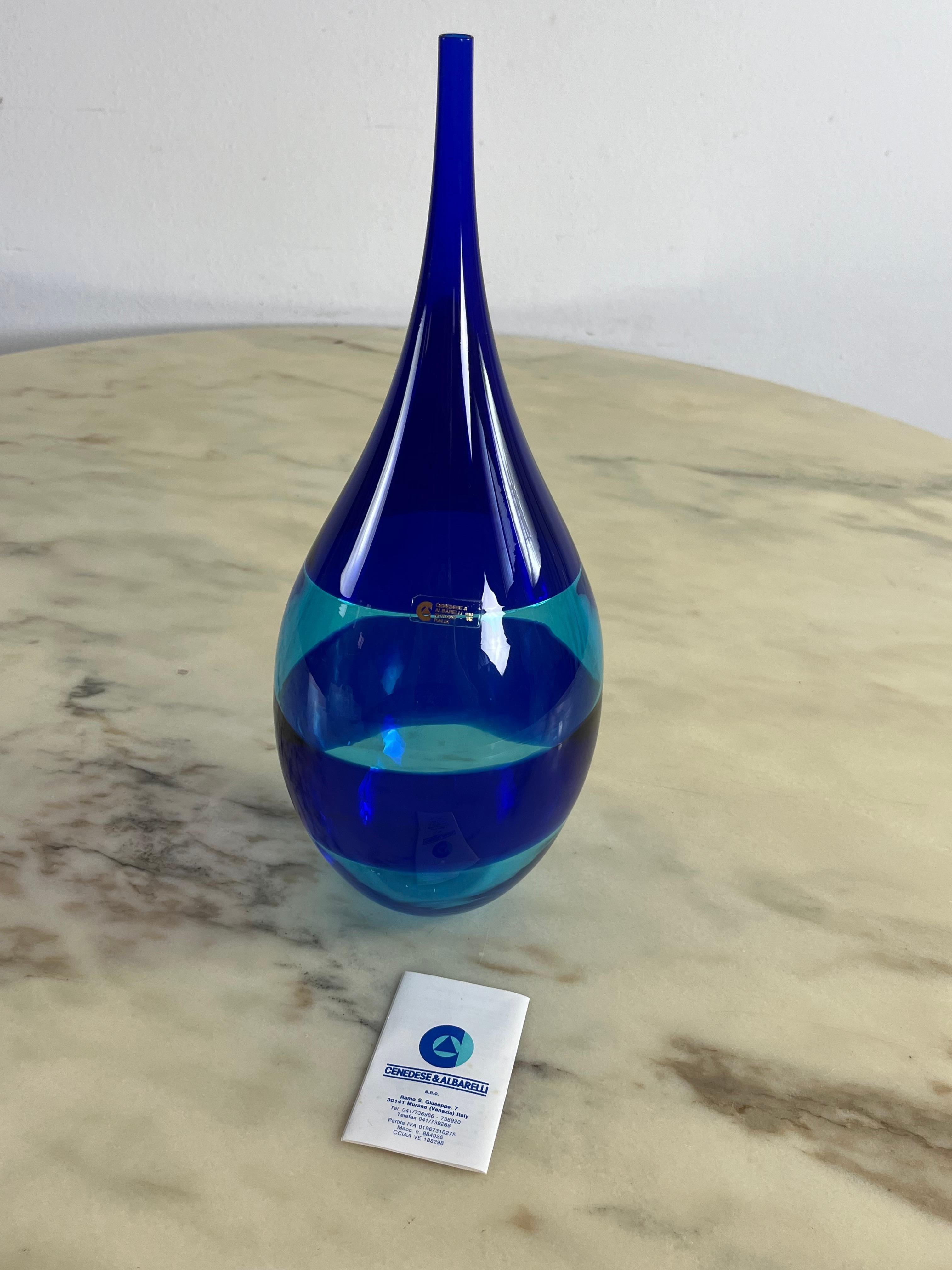 Murano Glass Vase Signed Cenedese & Albarelli, 1970s In Excellent Condition For Sale In Palermo, IT