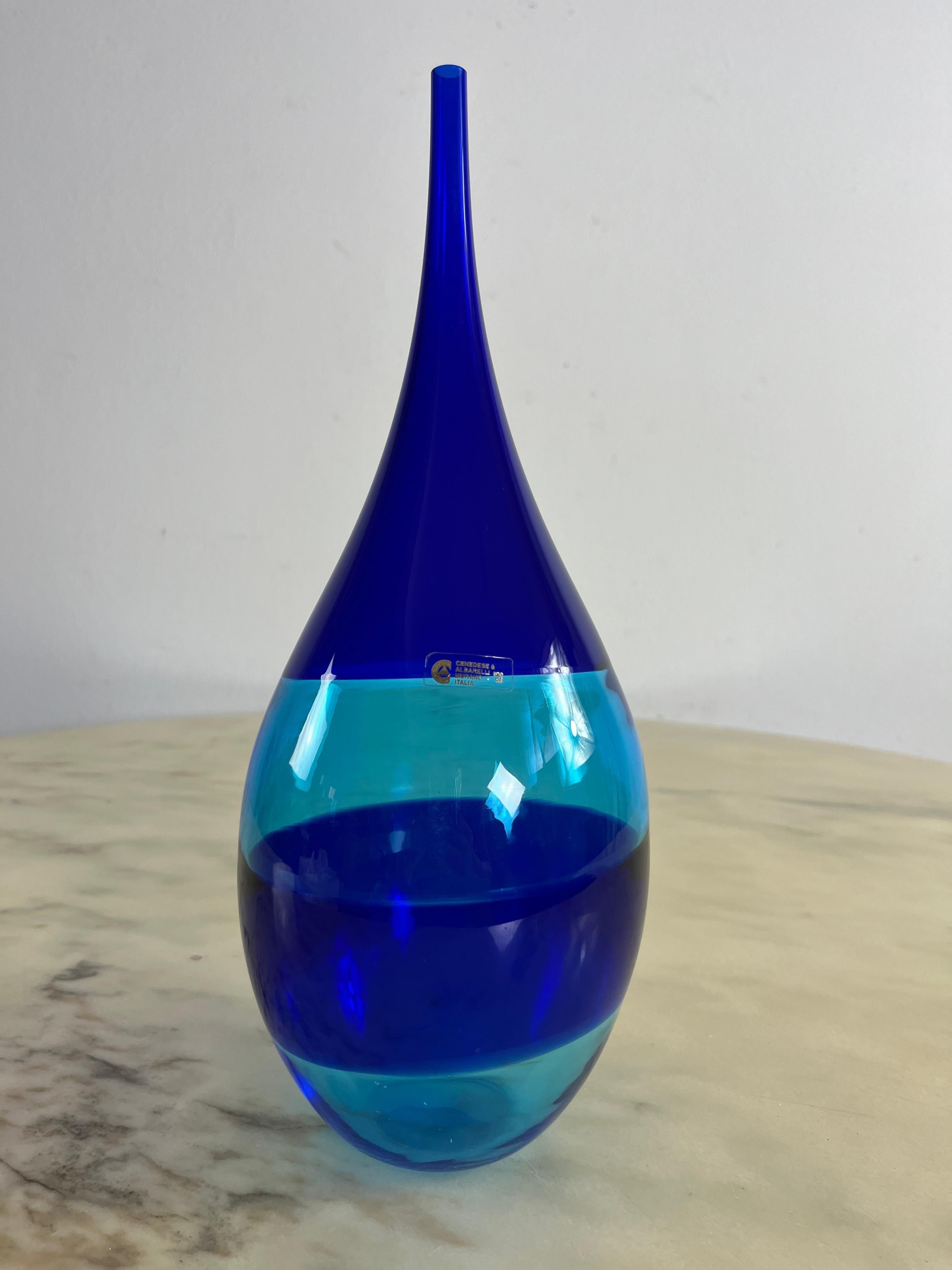 Late 20th Century Murano Glass Vase Signed Cenedese & Albarelli, 1970s For Sale