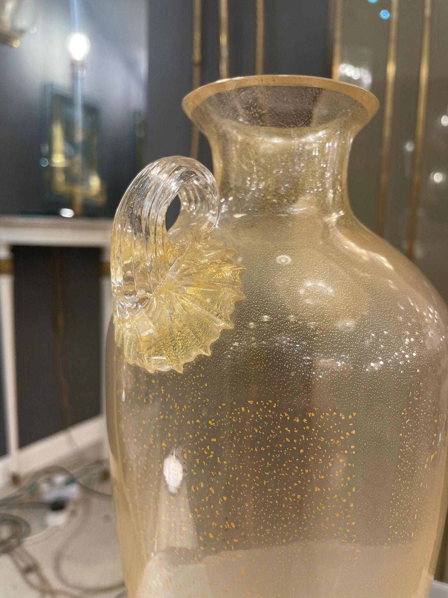 Italian Murano Glass Vase Signed Santi Murano For Sale