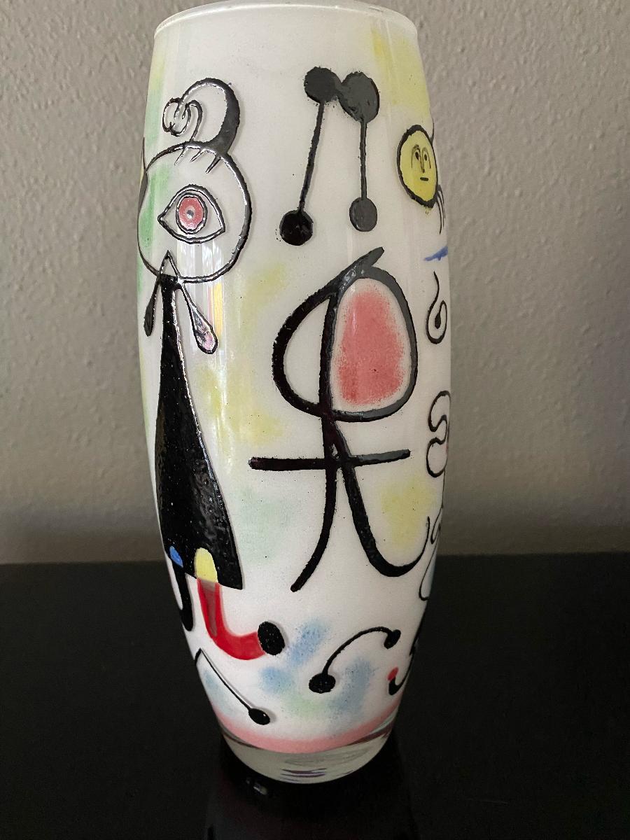 Late 20th Century Murano Glass Vase; Tribute to Joan Miro For Sale