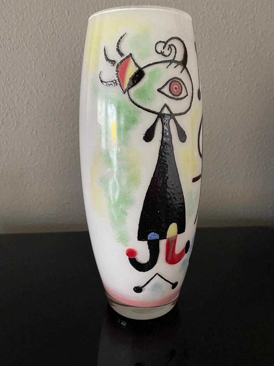 Italiano Vaso in vetro di Murano; omaggio a Joan Miro in vendita