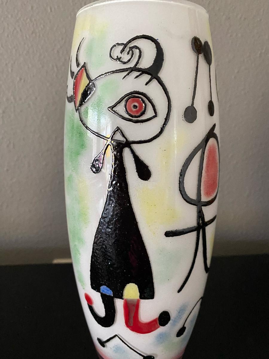 Italian Murano Glass Vase; Tribute to Joan Miro For Sale