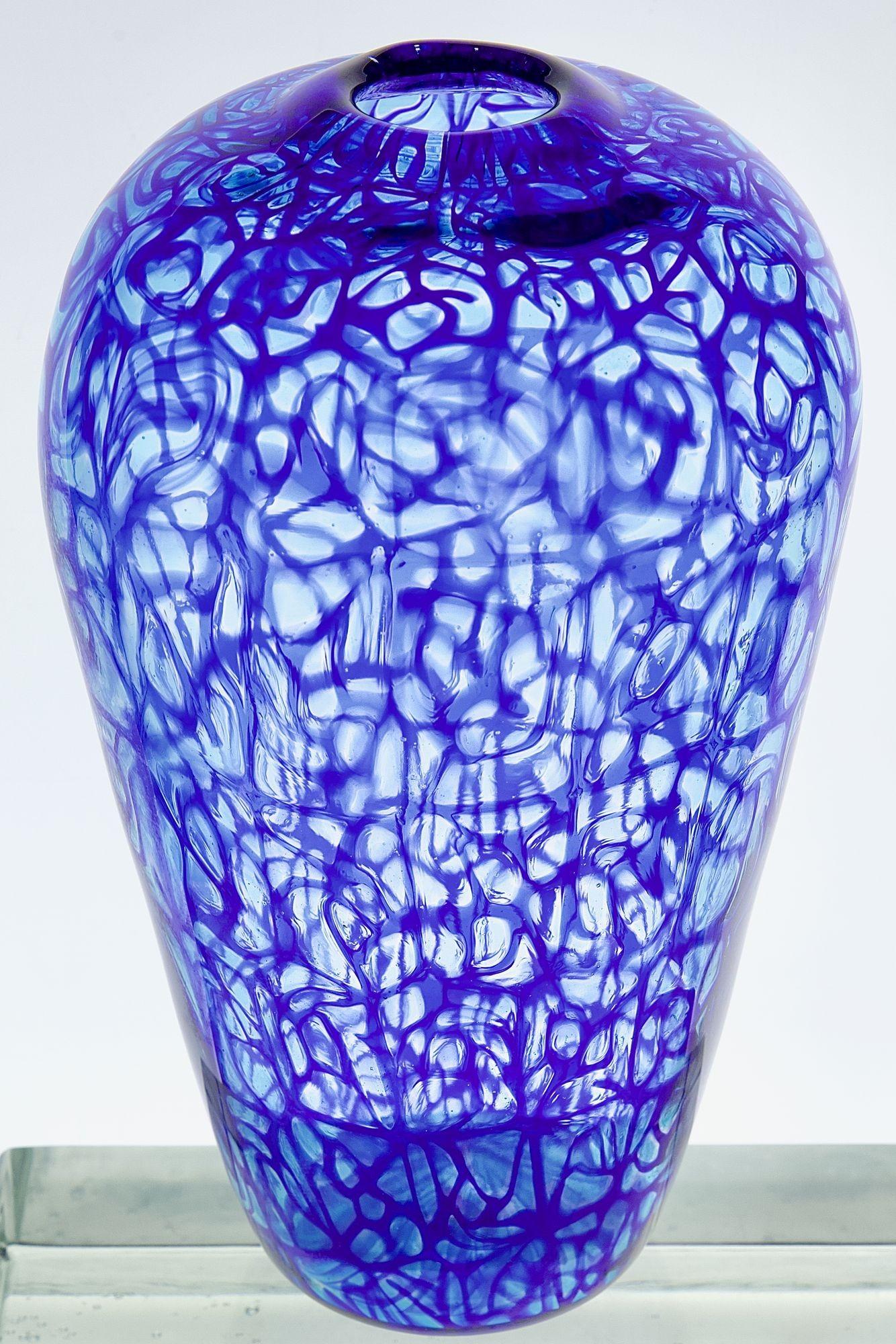 Vase aus Murano-Glas. Webdesign von Cobalt-Aquamarine Murrine, Vittorio Ferro Style im Angebot 3