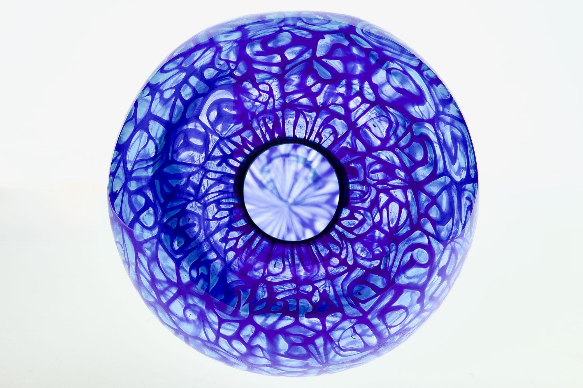 Vase aus Murano-Glas. Webdesign von Cobalt-Aquamarine Murrine, Vittorio Ferro Style im Angebot 6