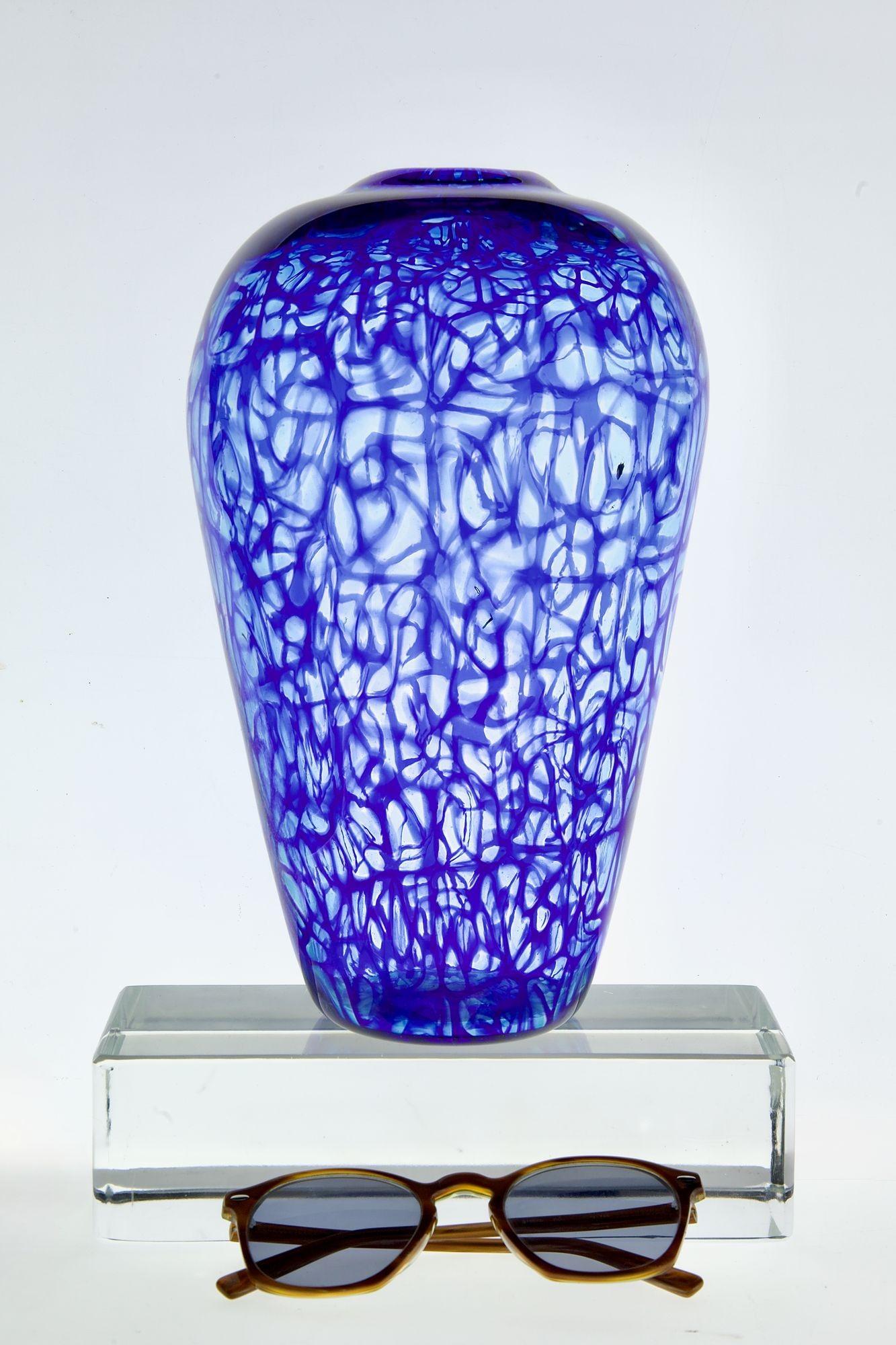 Vase aus Murano-Glas. Webdesign von Cobalt-Aquamarine Murrine, Vittorio Ferro Style im Angebot 12