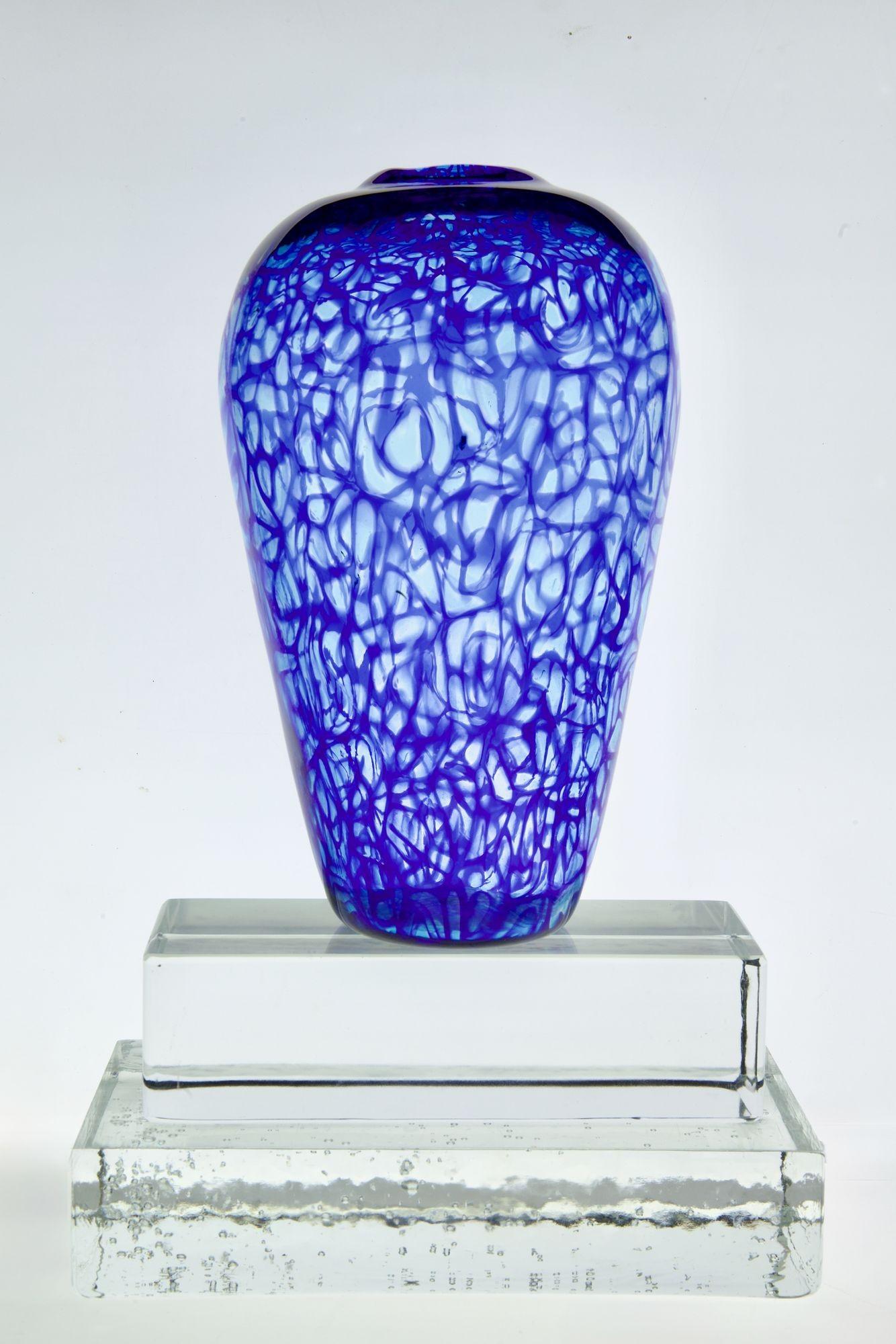 Vase aus Murano-Glas. Webdesign von Cobalt-Aquamarine Murrine, Vittorio Ferro Style im Zustand „Hervorragend“ im Angebot in Tavarnelle val di Pesa, Florence