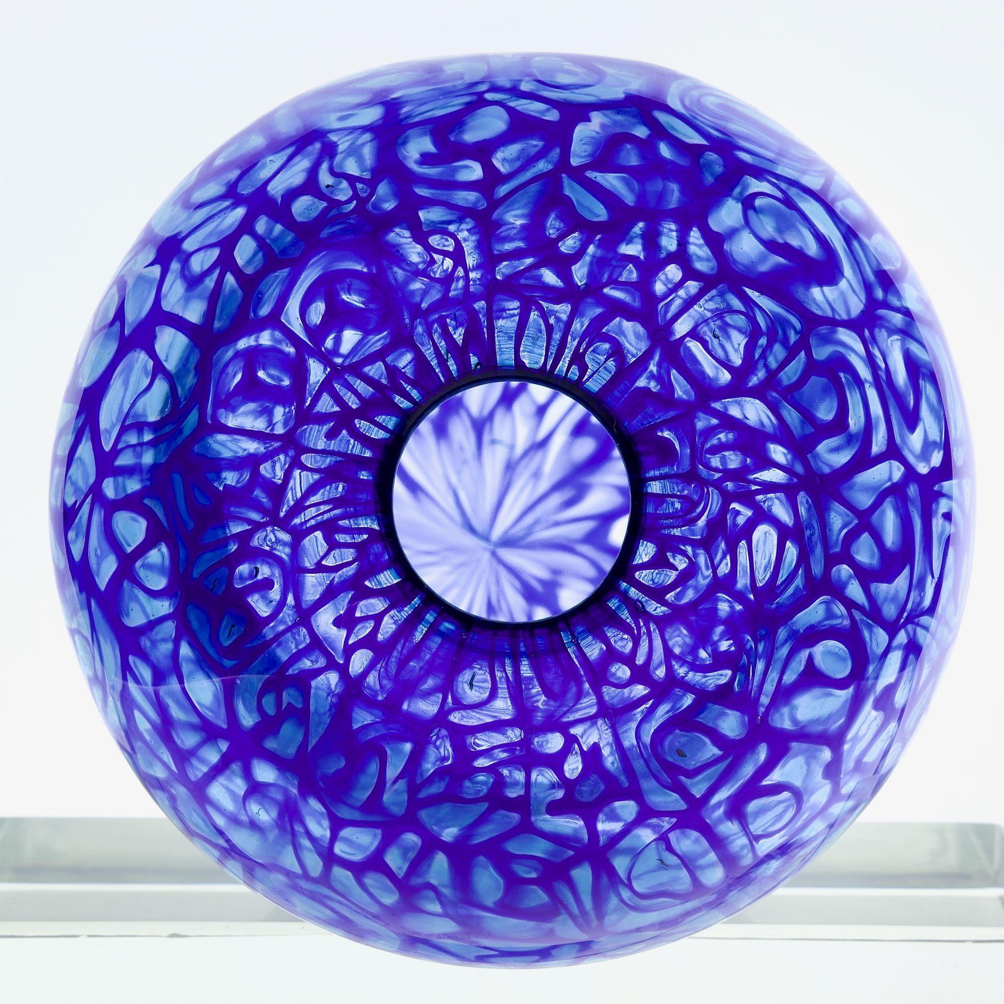 Vase aus Murano-Glas. Webdesign von Cobalt-Aquamarine Murrine, Vittorio Ferro Style im Angebot 2