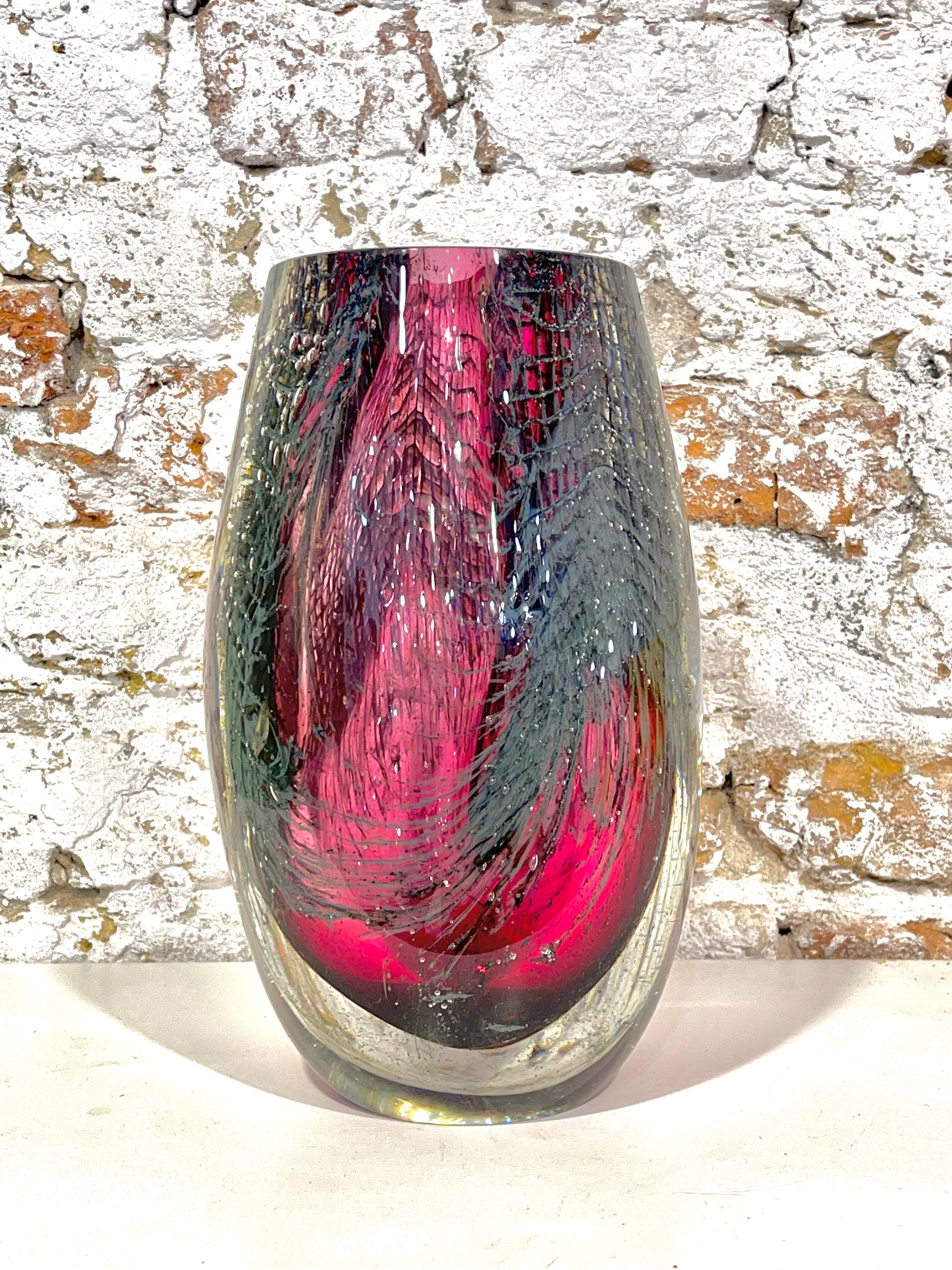 Murano glass vase with aluminum net, in stock For Sale 2