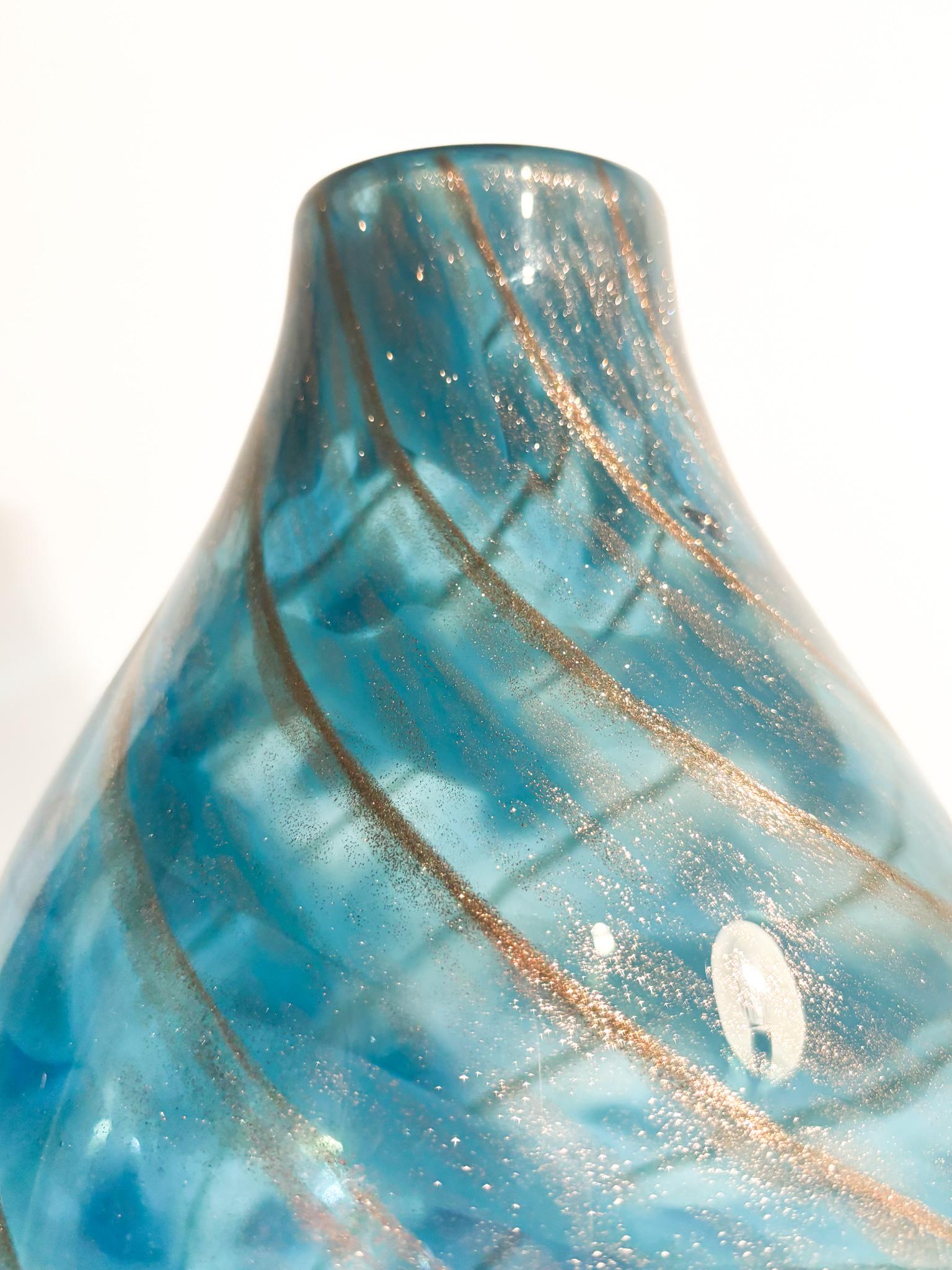 Murano Glass Vase with Aventurine by Fratelli Toso 1950s For Sale 4