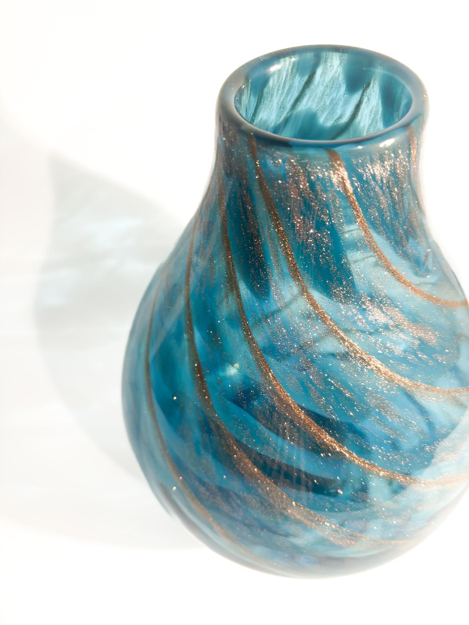 Murano Glass Vase with Aventurine by Fratelli Toso 1950s For Sale 6