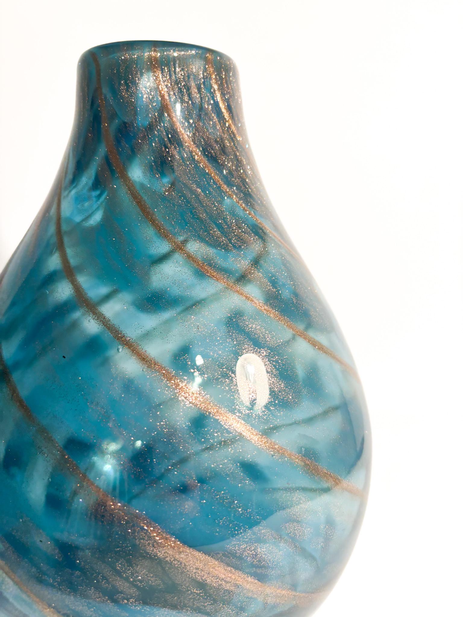 Murano Glass Vase with Aventurine by Fratelli Toso 1950s In Good Condition For Sale In Milano, MI