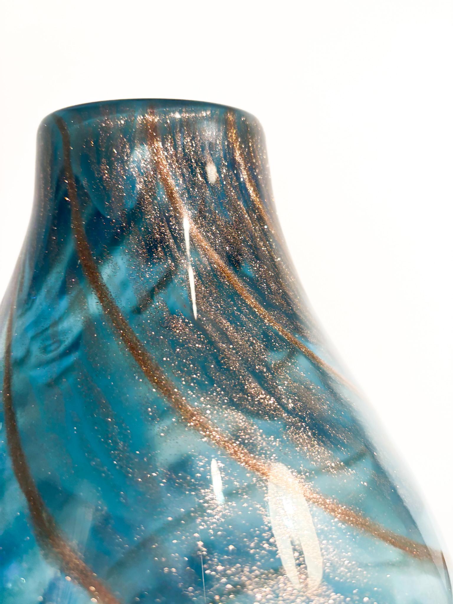 Murano Glass Vase with Aventurine by Fratelli Toso 1950s For Sale 3