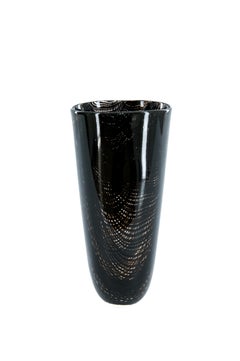 Murano Glass Vase, with black Swirls, 1980s by Vintage Murano Gallery